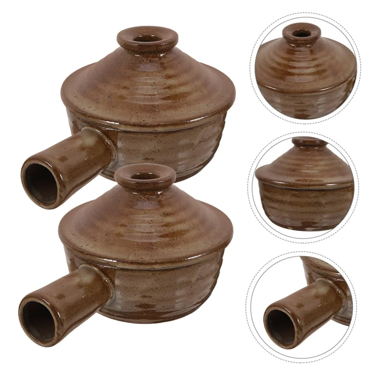 Набор керамических кастрюль 2 шт. в японском стиле с крышками термостойкие для микроволновой печи, фото №8