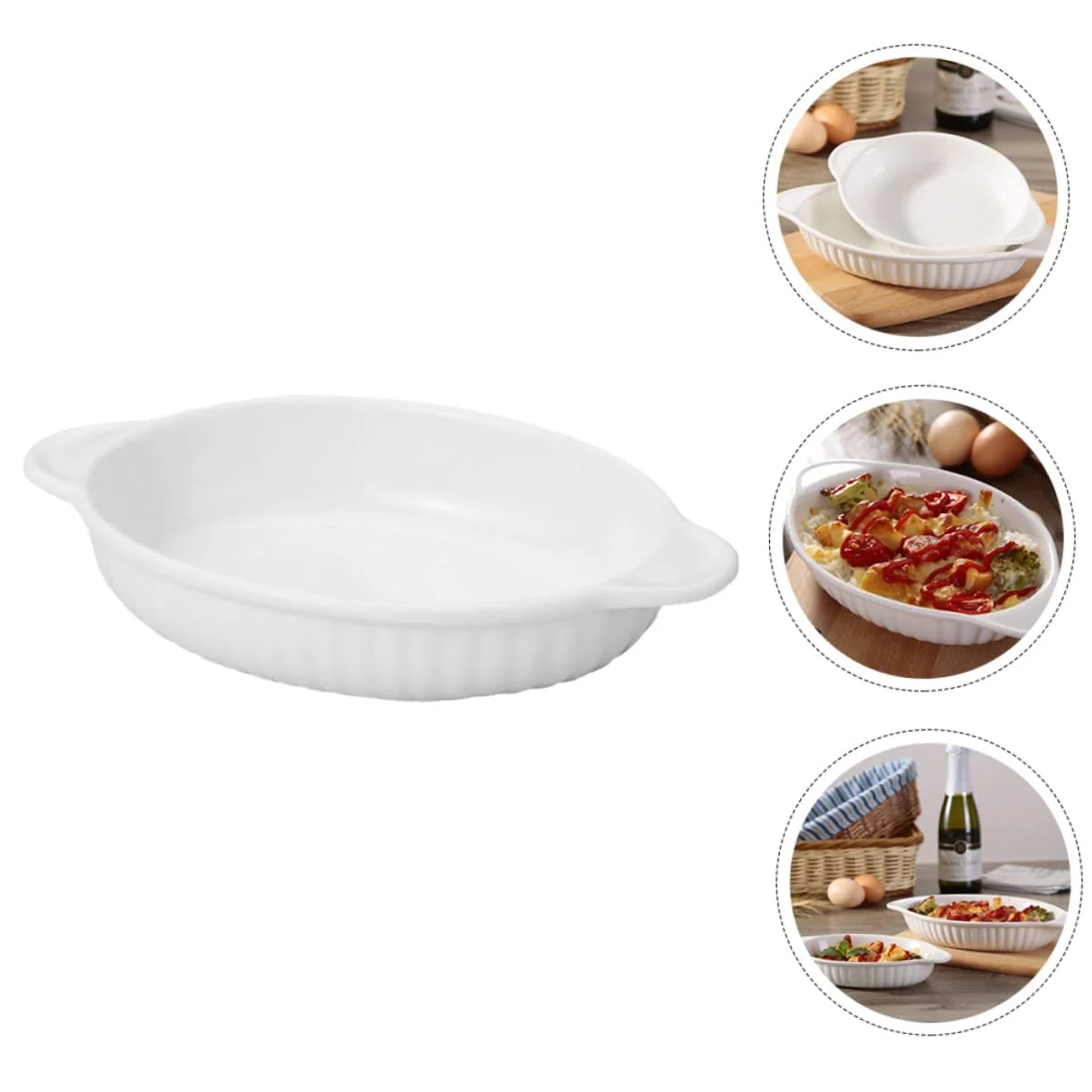 Форма для запікання VICASKY Керамічна Овальна з двома ручками, фото №9 Форма для запікання VICASKY Керамічна Овальна з двома ручками, фото №9