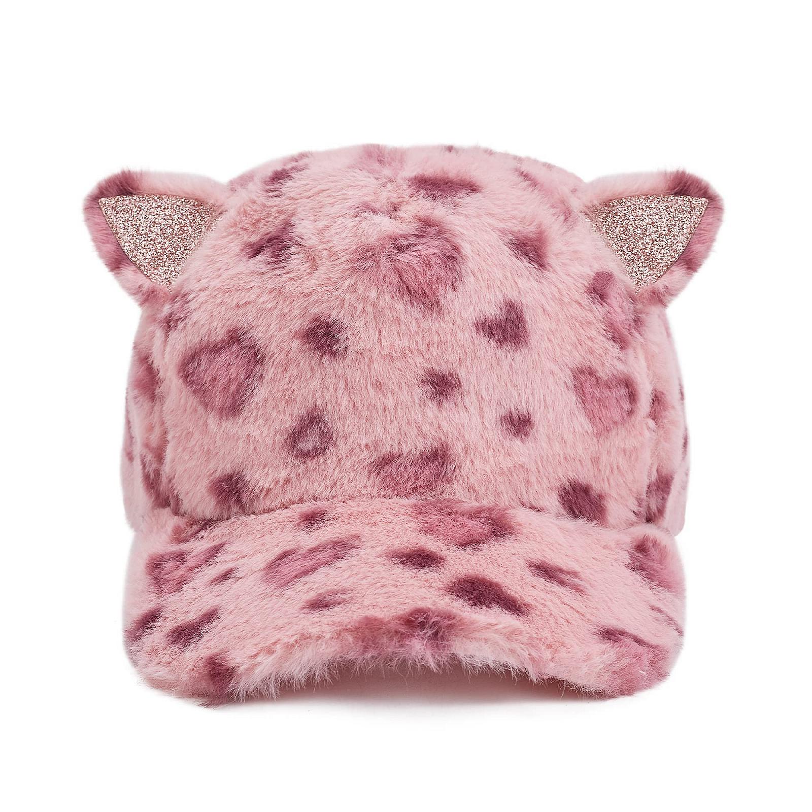 Бейсболка зимова з котячими вушками для дівчаток плюшева, фото №2