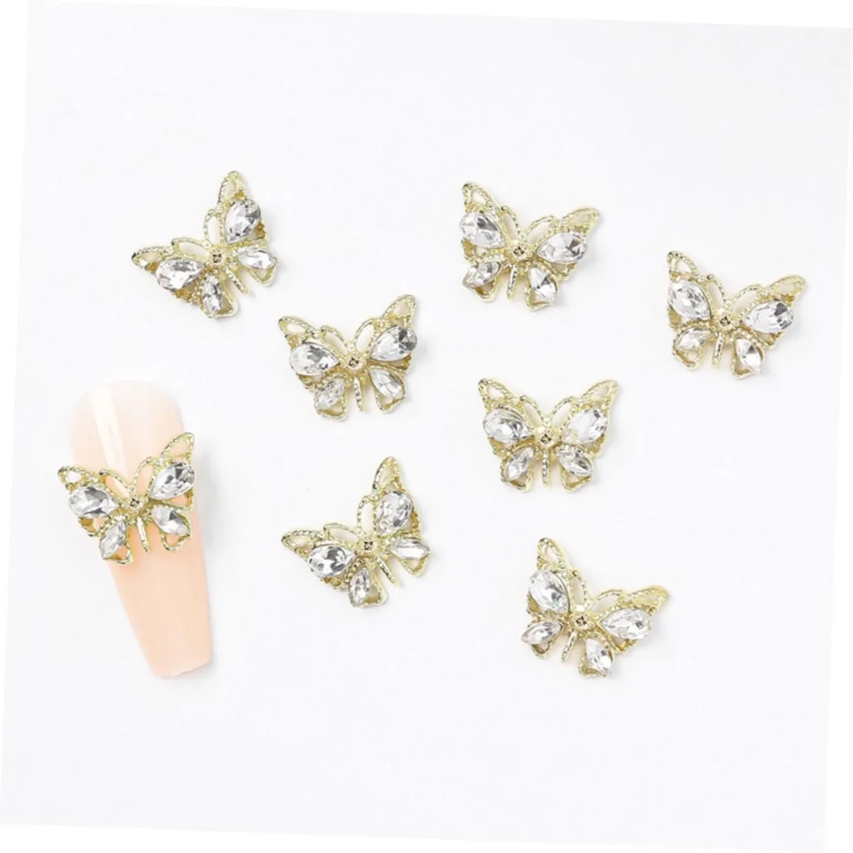 Подвески для ногтей Healeved 10 шт., стразы для дизайна акриловых ногтей, украшения для ногтей, наклейки на ногти, подвеска-бабочка, сплав для ногтей, фото №7
