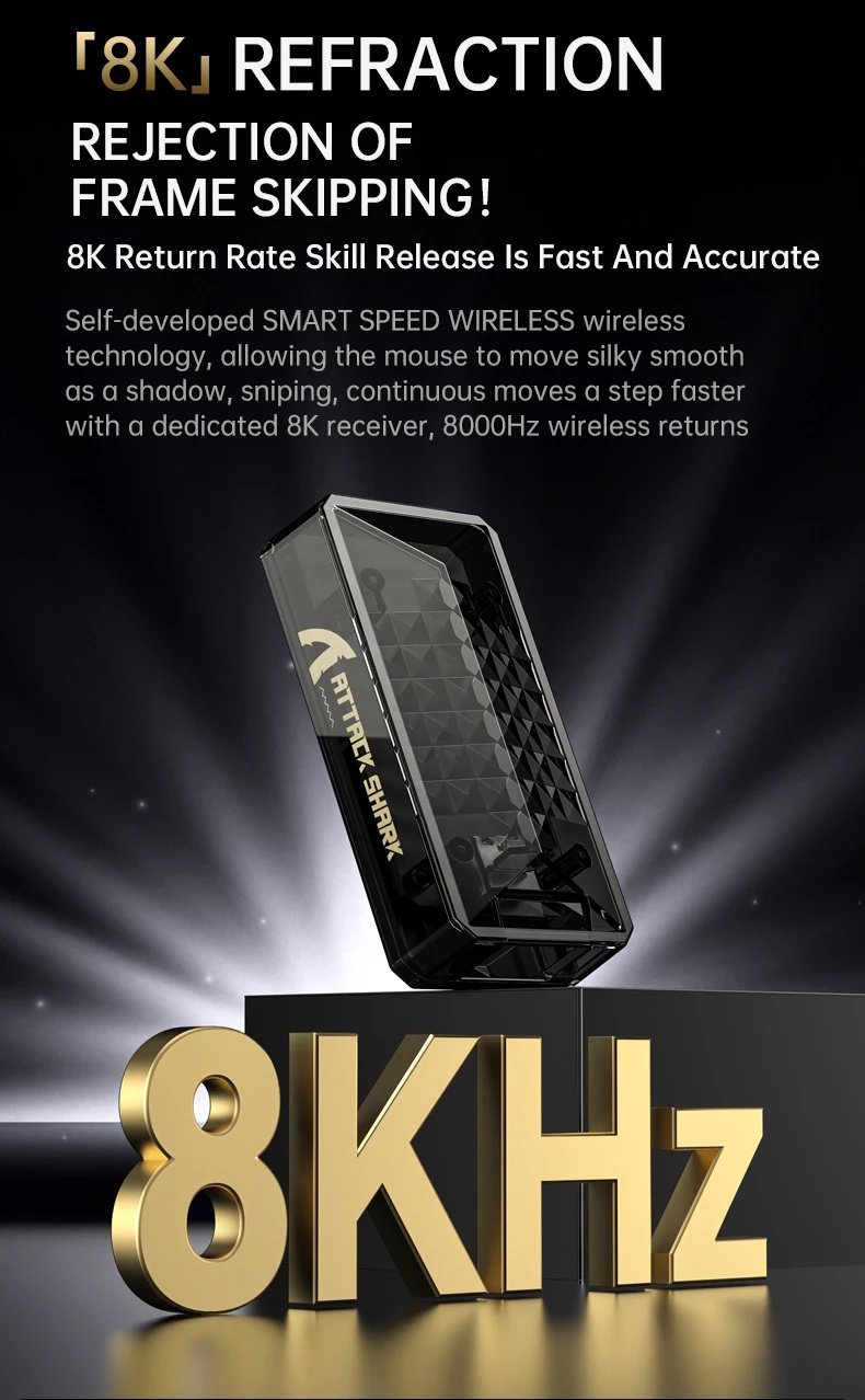 Миша Attack Shark X8 Ultra PAW3950Max 42000DPI 750IPS 60G 8000Hz White, фото №13 Миша Attack Shark X8 Ultra PAW3950Max 42000DPI 750IPS 60G 8000Hz White, фото №13