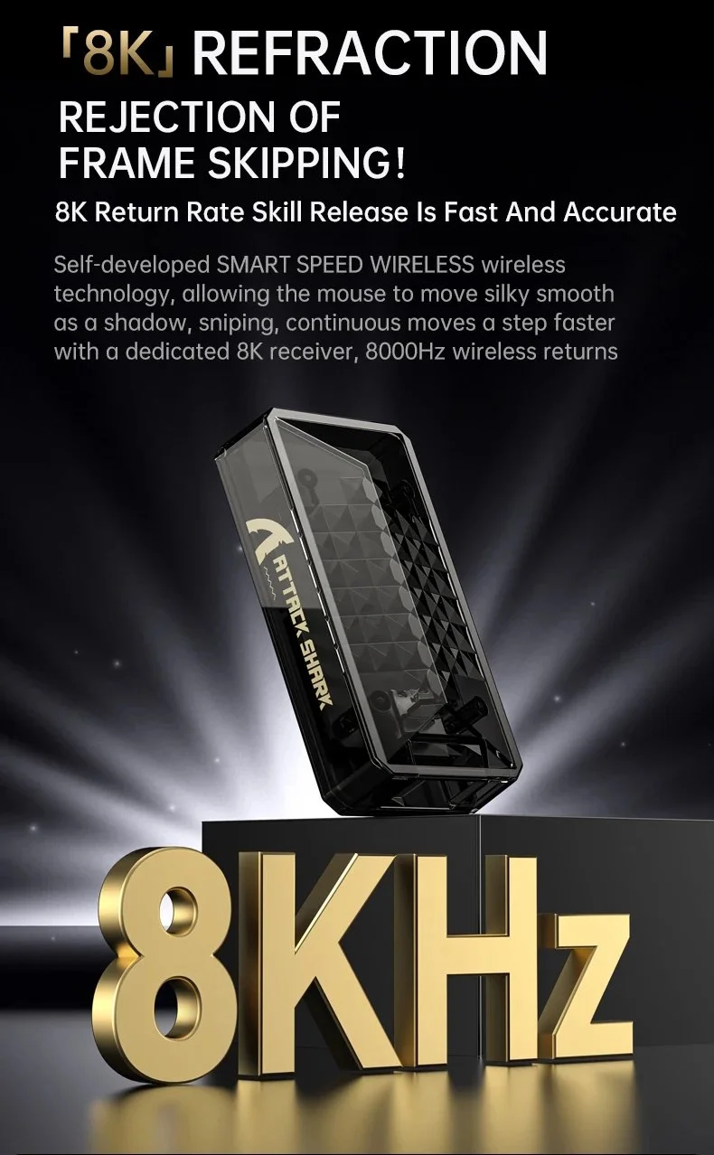 Миша Attack Shark X8 Ultra PAW3950Max 42000DPI 750IPS 60G 8000Hz Black, фото №14 Миша Attack Shark X8 Ultra PAW3950Max 42000DPI 750IPS 60G 8000Hz Black, фото №14
