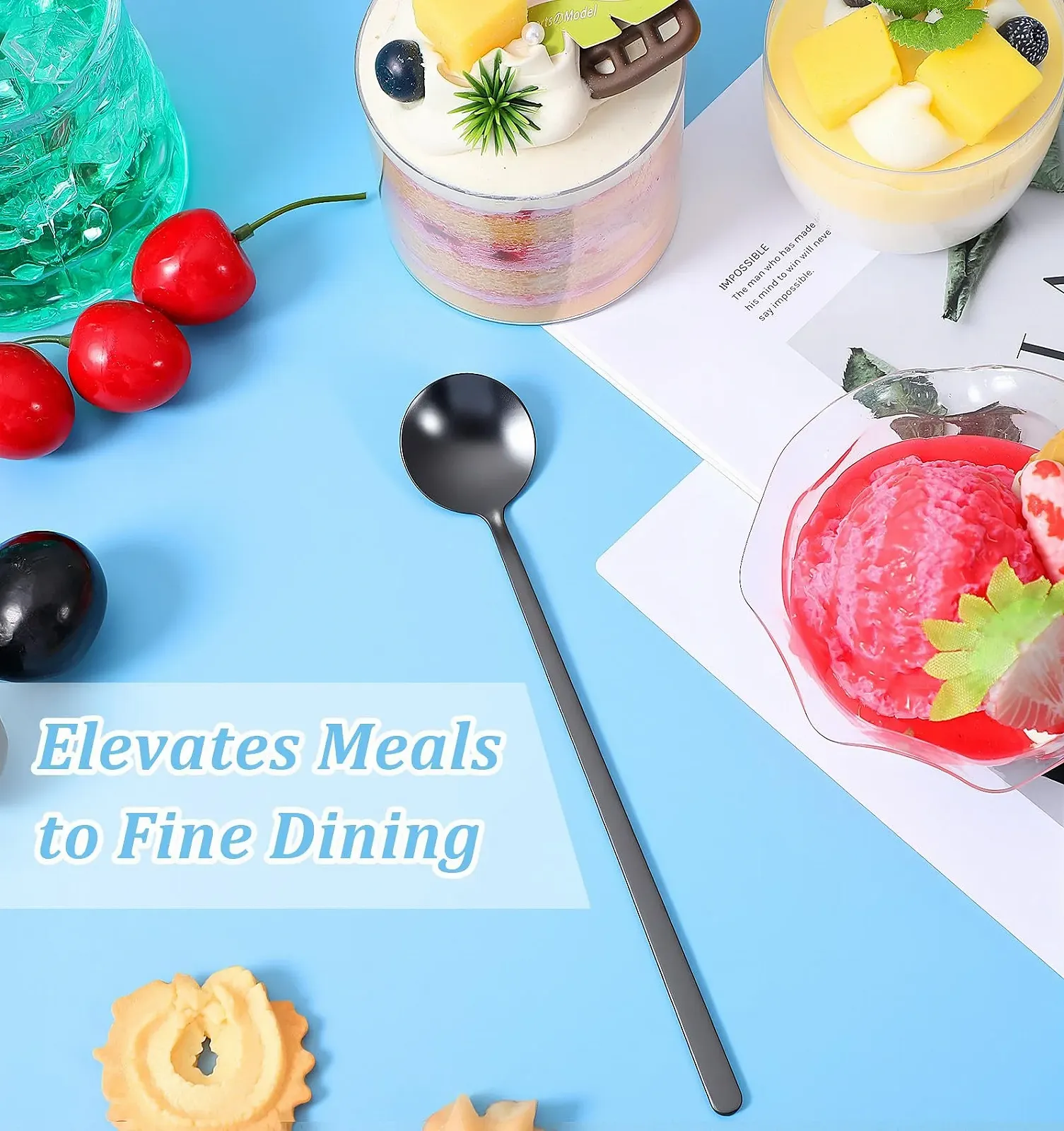 Ложки для еспресо Zunmmer, набір 6 шт., нержавіюча сталь, матовий чорний, фото №7