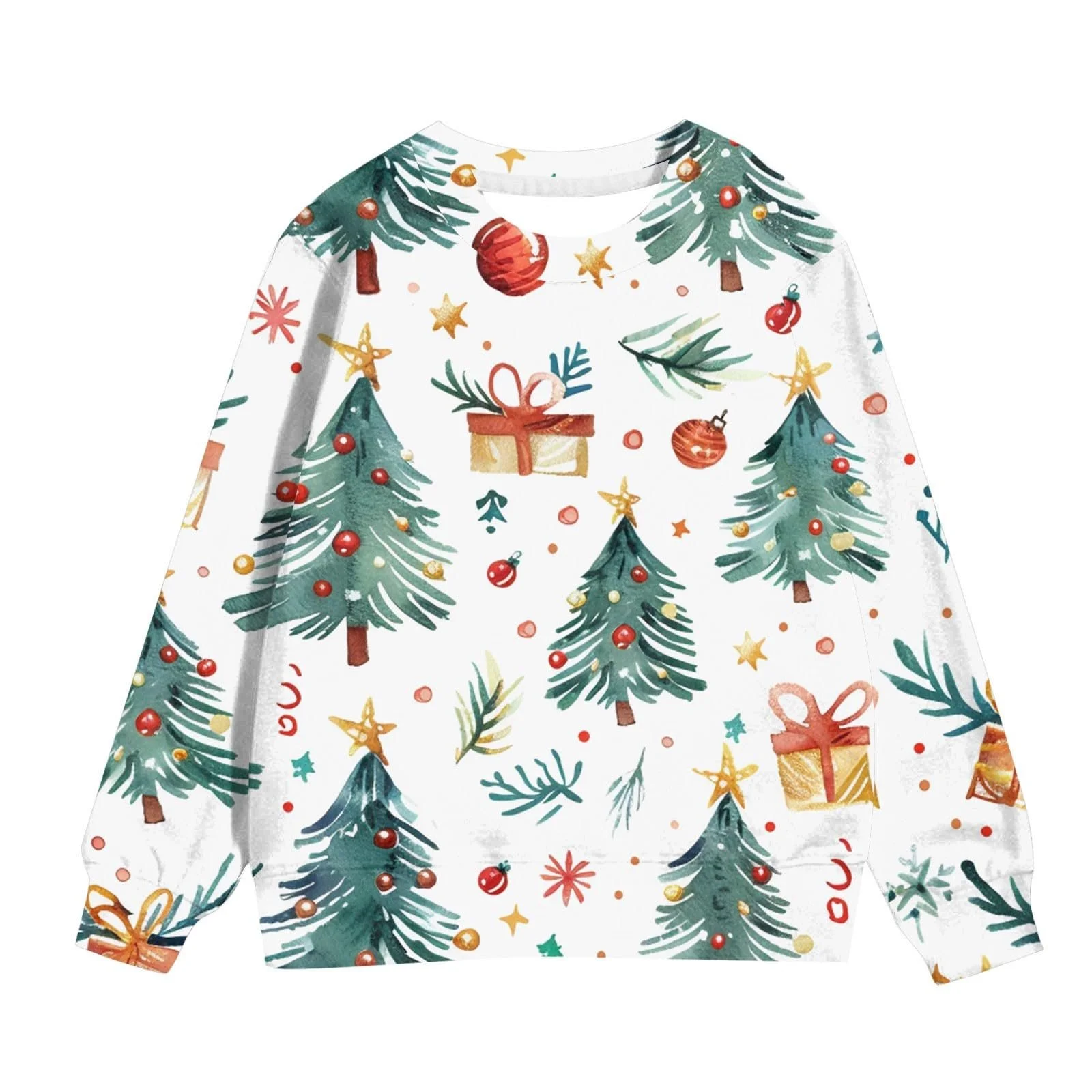 Рождественский джемпер Худи для детей, Рождественский милый принт, Круглый вырез, Длинный рукав, фото №2