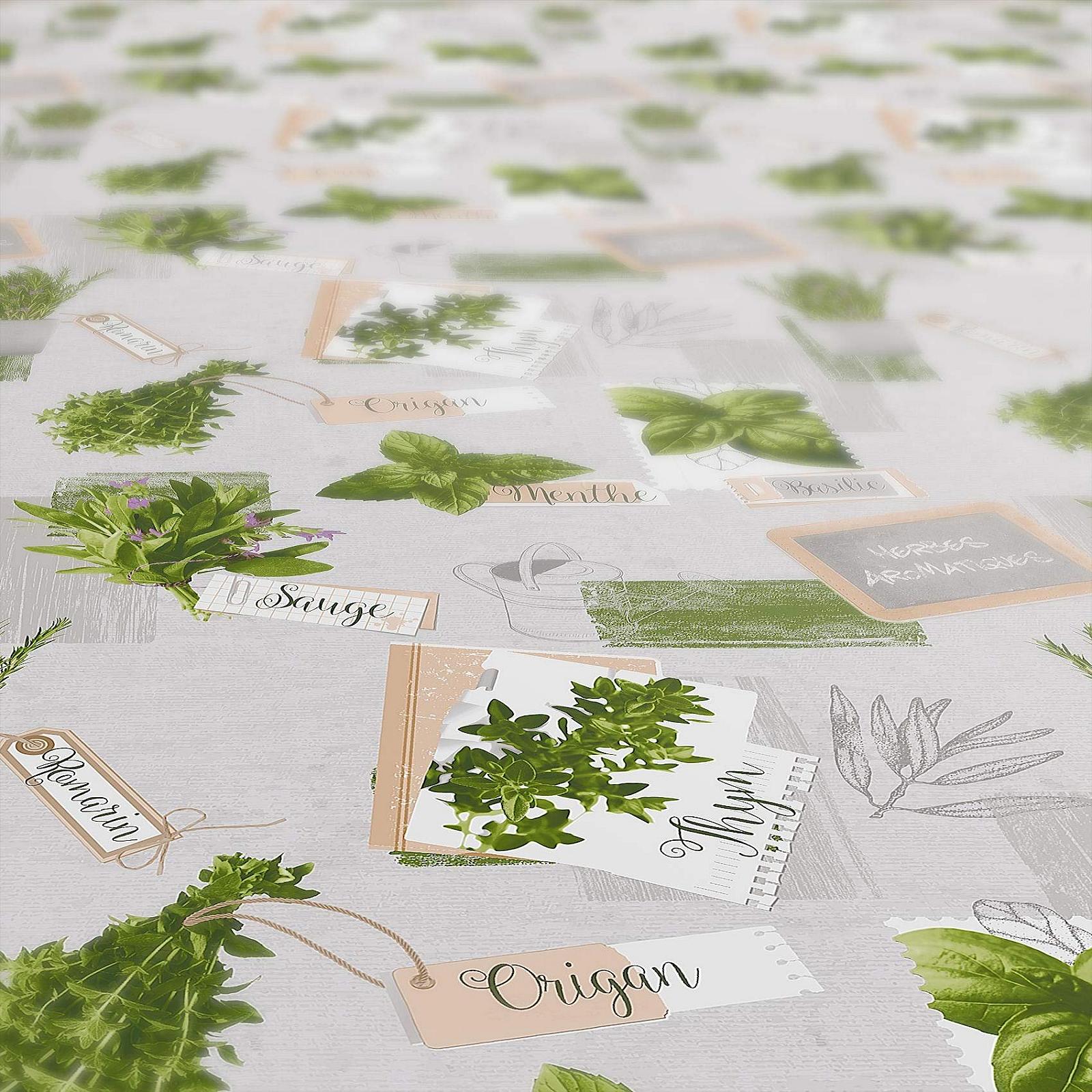 Скатертина Anro Herbs Green Beige Organic Basil клейончаста PVC 160 x 140 см, фото №3