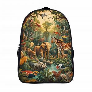 Ранец DPEOANEBN Jungle Animals для девочек-подростков, школьный рюкзак, ранец для начальной школы, детская школьная сумка, повседневный рюкзак, 40x28x16 см - Фото 1
