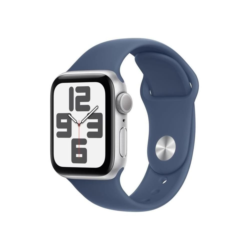 Смарт-годинник Apple Watch SE (2nd Generation) GPS 40 мм, алюмінієвий корпус сріблястого кольору, спортивний ремінець з деніму (S/M), фото №1