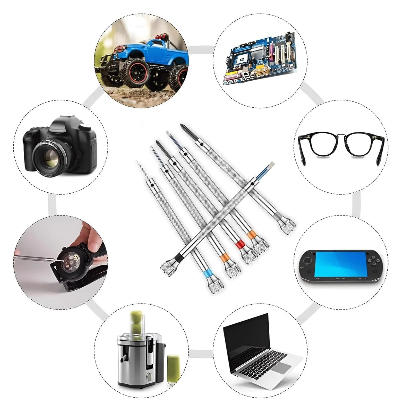 Набір прецизійних годинникових викруток 10 шт. 0,6–2,0 мм з розмагнічувачем, фото №7