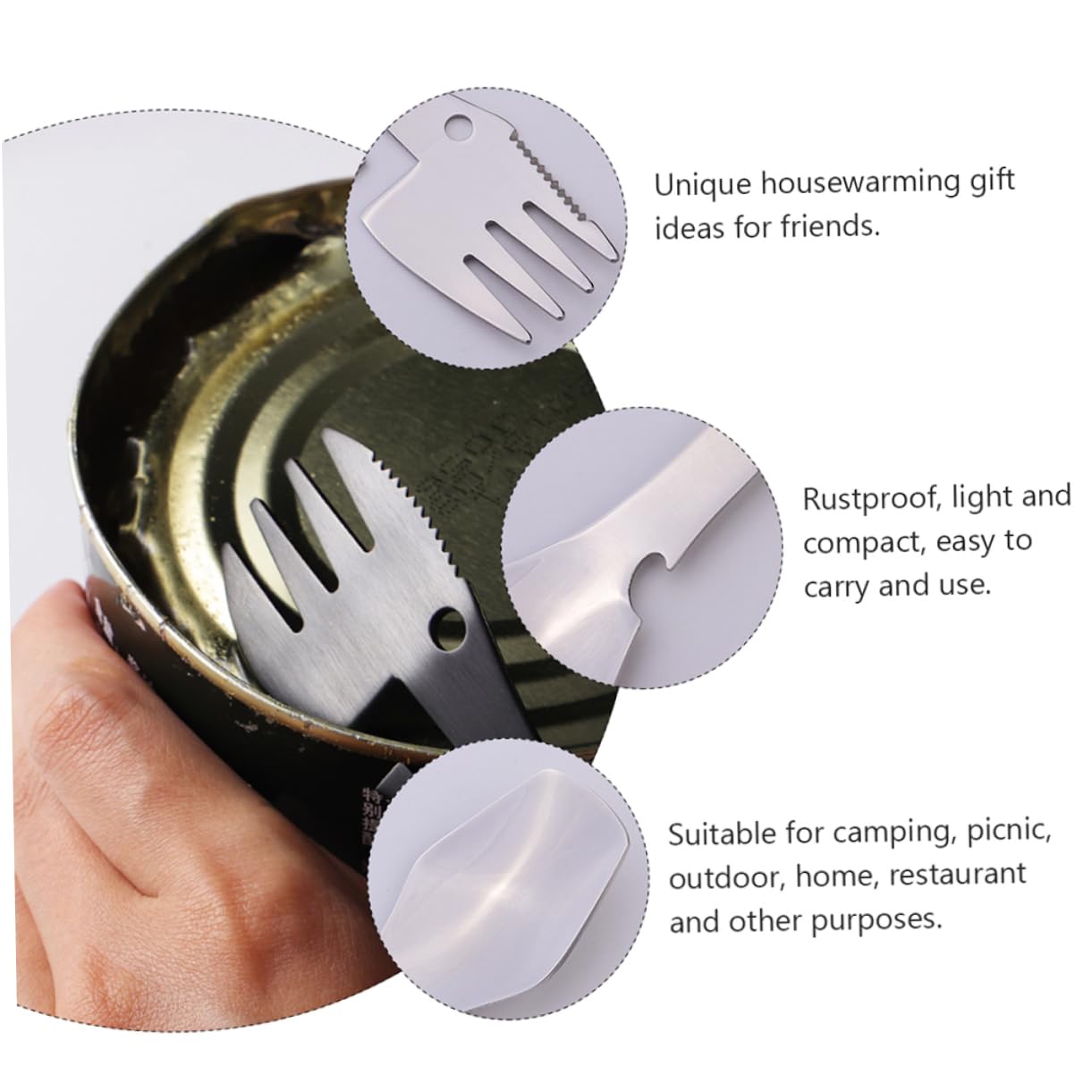 Набір Sosoport Löffel 6 STK Ложка для кемпінгу, Пікніка, Спорк і ніж Кемпінговий посуд із нержавіючої сталі Спорк для кемпінгу, подорожей, з нержавіючої сталі, фото №6