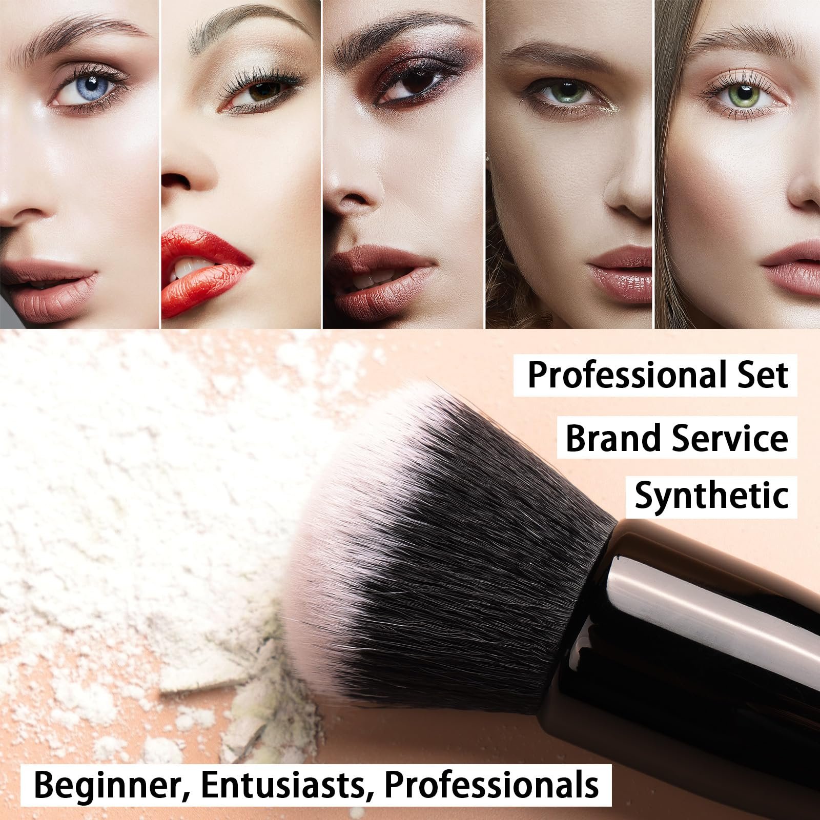 Набор кистей для макияжа 15 штук Professional Synthetic Premium Travel Кисти для макияжа Cruelty Free Bristles Foundation Powder Blush Cosmetic Brush Gift, фото №3