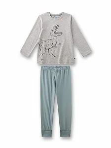 Піжама Sanetta для хлопчиків Довга Сіра Динозавр - Фото 1