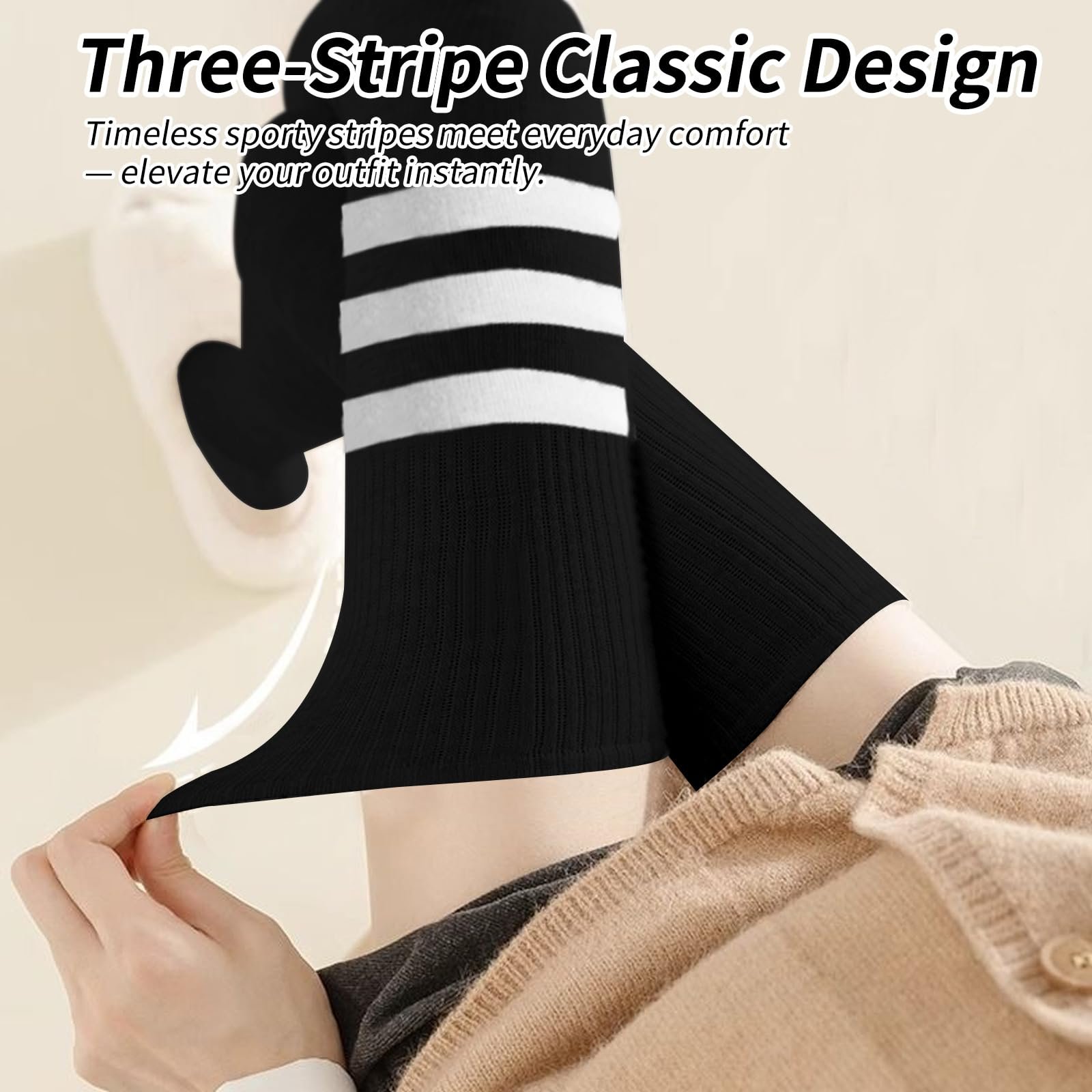 Комплект гольфов выше колена в полоску, 3 пары, фото №4