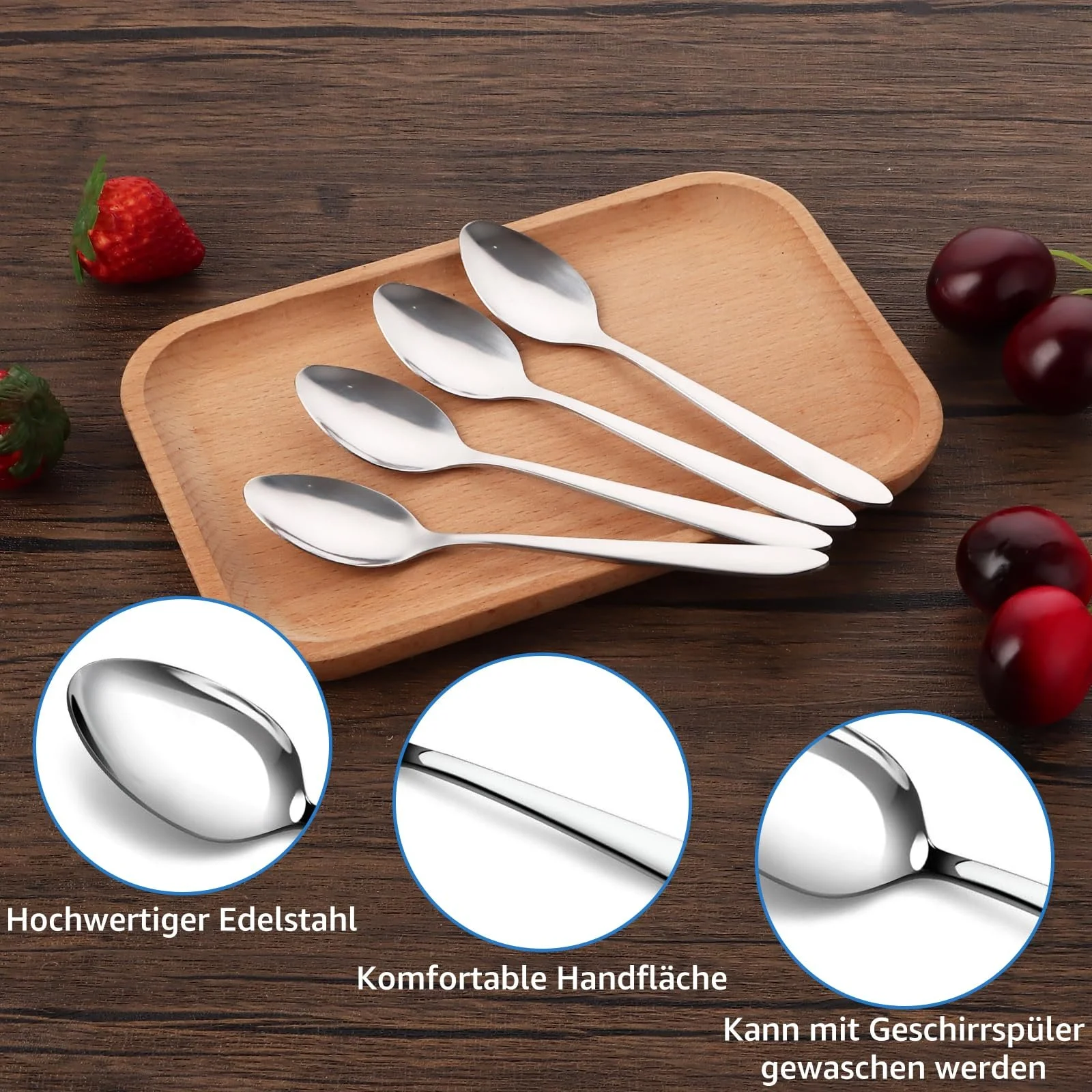 Набір чайних ложок 48 шт, кавові ложки 15 см, з нержавіючої сталі, фото №4