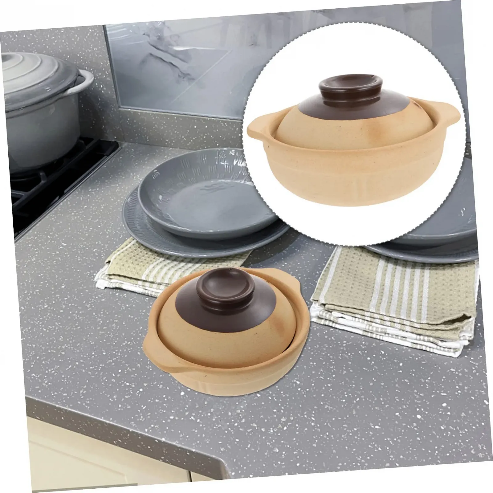 Каструля-керамічна 1 шт. термостійка для електричних та газових плит і мікрохвильових печей енергозберігаюча, фото №6