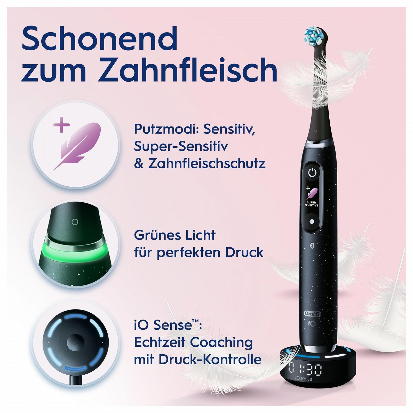 Электрическая зубная щетка Oral-B iO Series 10 Luxe Edition, магнитная технология, 7 режимов чистки, iOSense, цветной дисплей, дорожный чехол с зарядкой, черный, фото №3