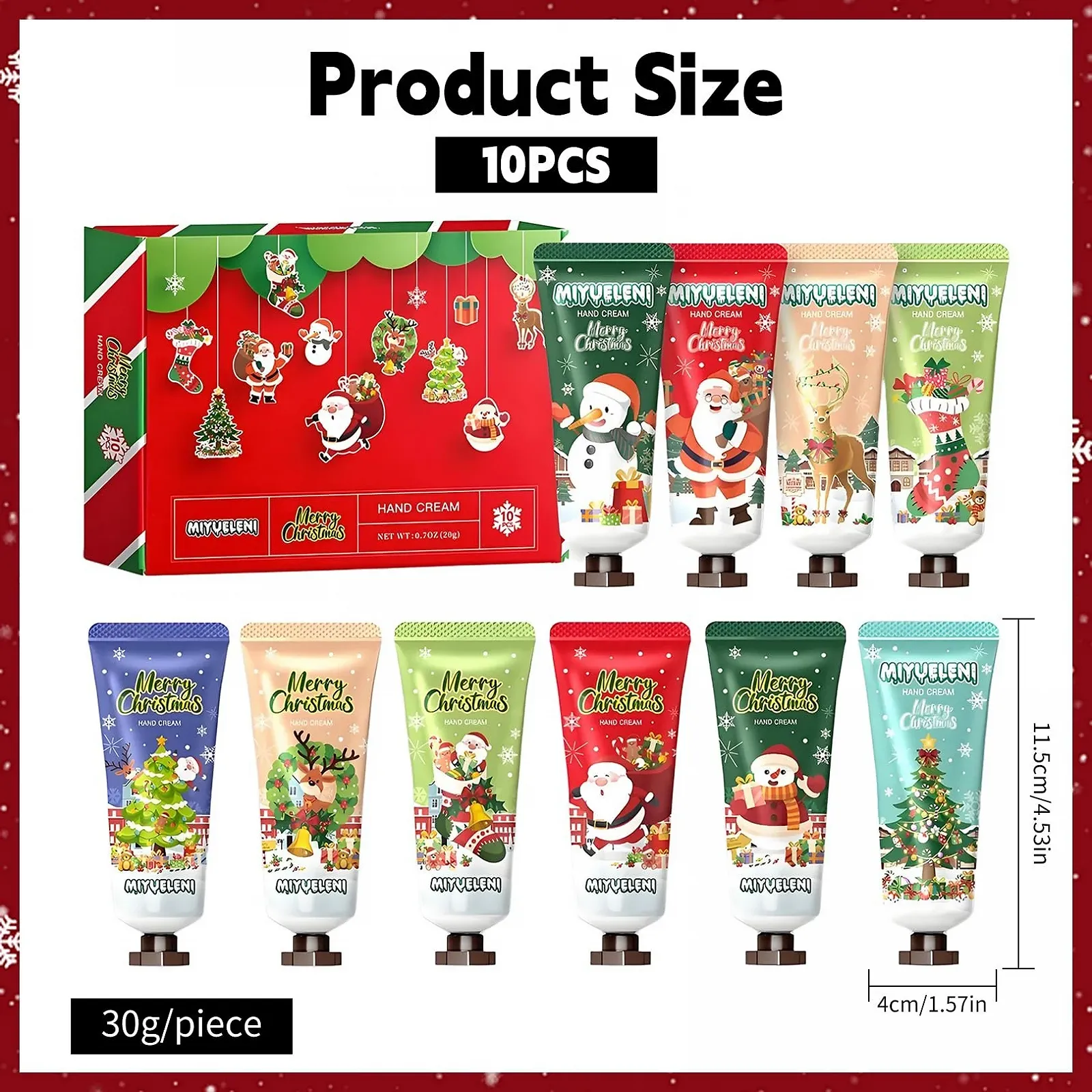 Набор Кремов для Рук 10 шт Рождественский Набор, Зимний Мини-Крем для Рук и Подарочная Коробка, фото №2