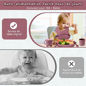 Дитячий набір посуду Силіконовий нагрудник, тарілка на присосці, столових приборів для самостійного харчування ціна на synthetic.ua - Фото 1 Дитячий набір посуду Силіконовий нагрудник, тарілка на присосці, столових приборів для самостійного харчування synthetic.ua - Фото 1