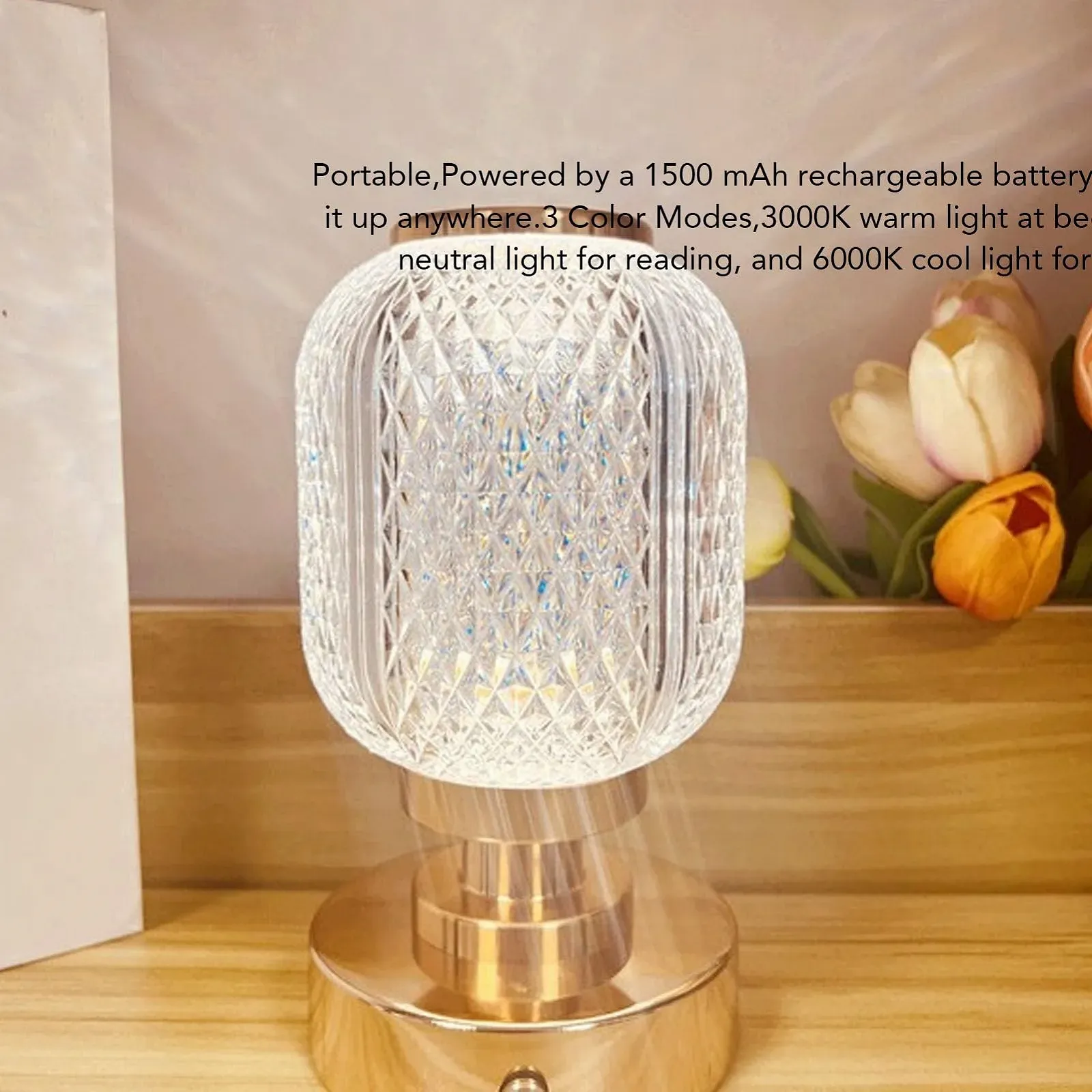 Настільна лампа LED Wireless 1500 мАг Сенсорна 3 режими, фото №5