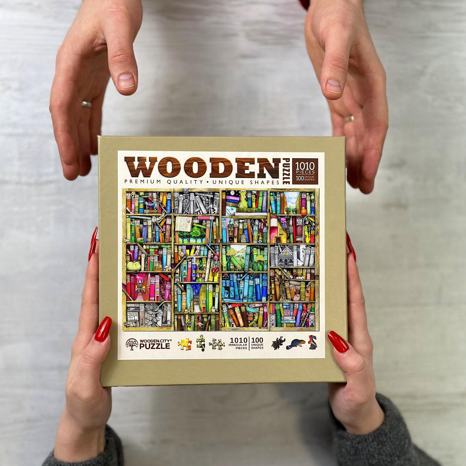 Пазл WOODEN.CITY Bookcase 1000 деталей 51.9 x 37.5 см дерев'яний бібліотека, фото №9