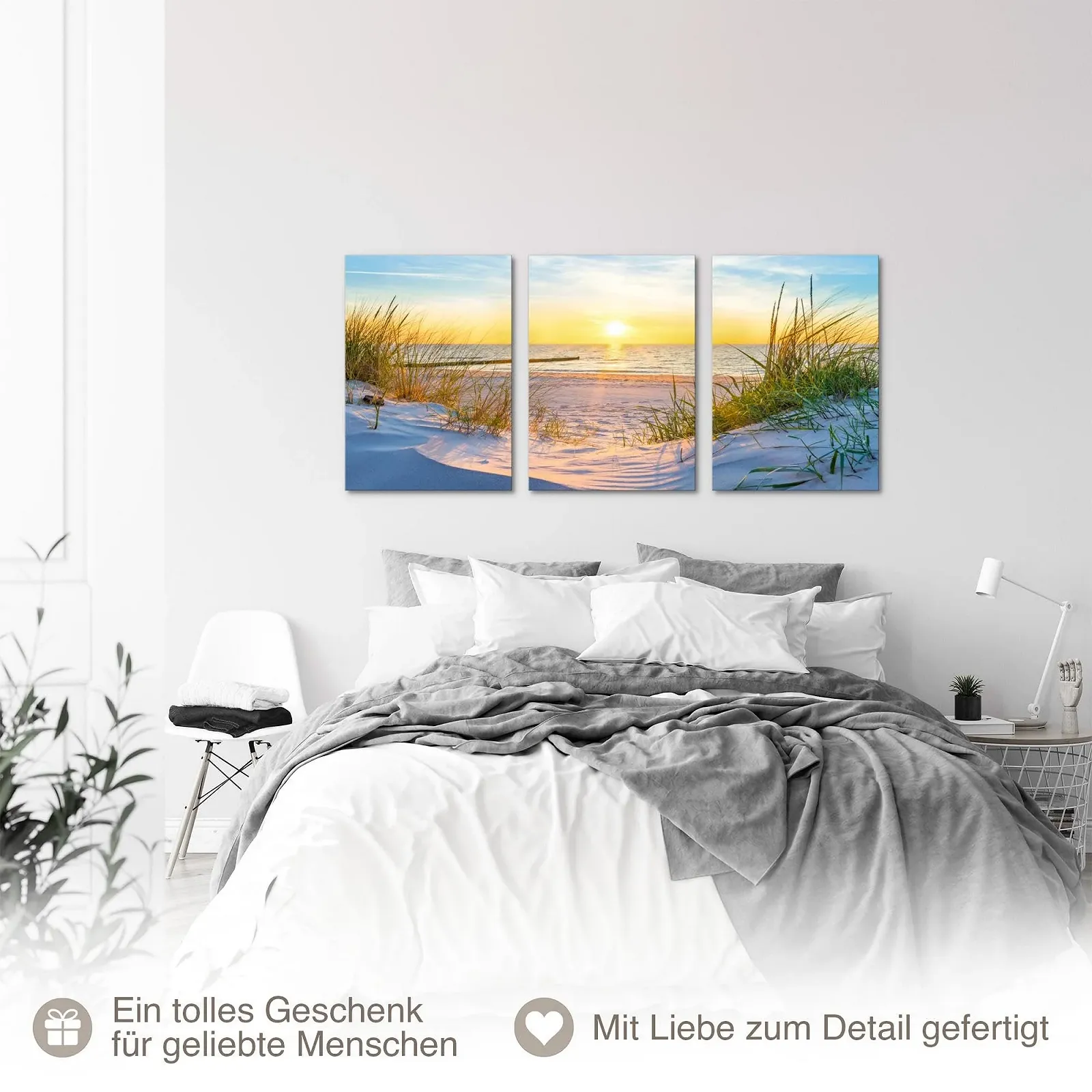 Набір картин Novart N034736b Пляж та море Бохо 3 шт. Синій та бежевий, фото №5