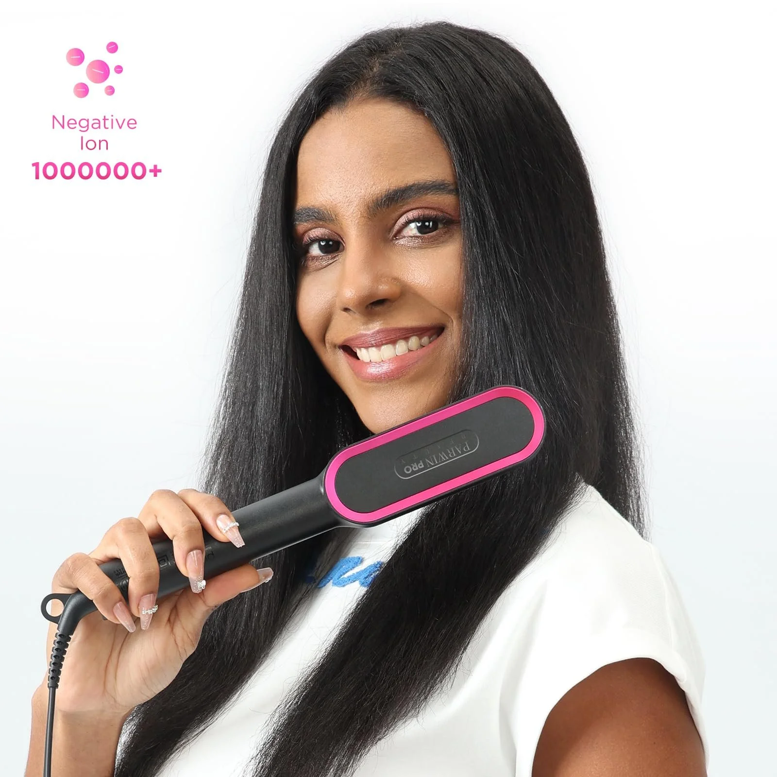 Ионная щетка-выпрямитель PARWIN PRO BEAUTY LED-дисплей, нагрев 20 секунд, 4 настройки температуры, фото №9 Ионная щетка-выпрямитель PARWIN PRO BEAUTY LED-дисплей, нагрев 20 секунд, 4 настройки температуры, фото №9