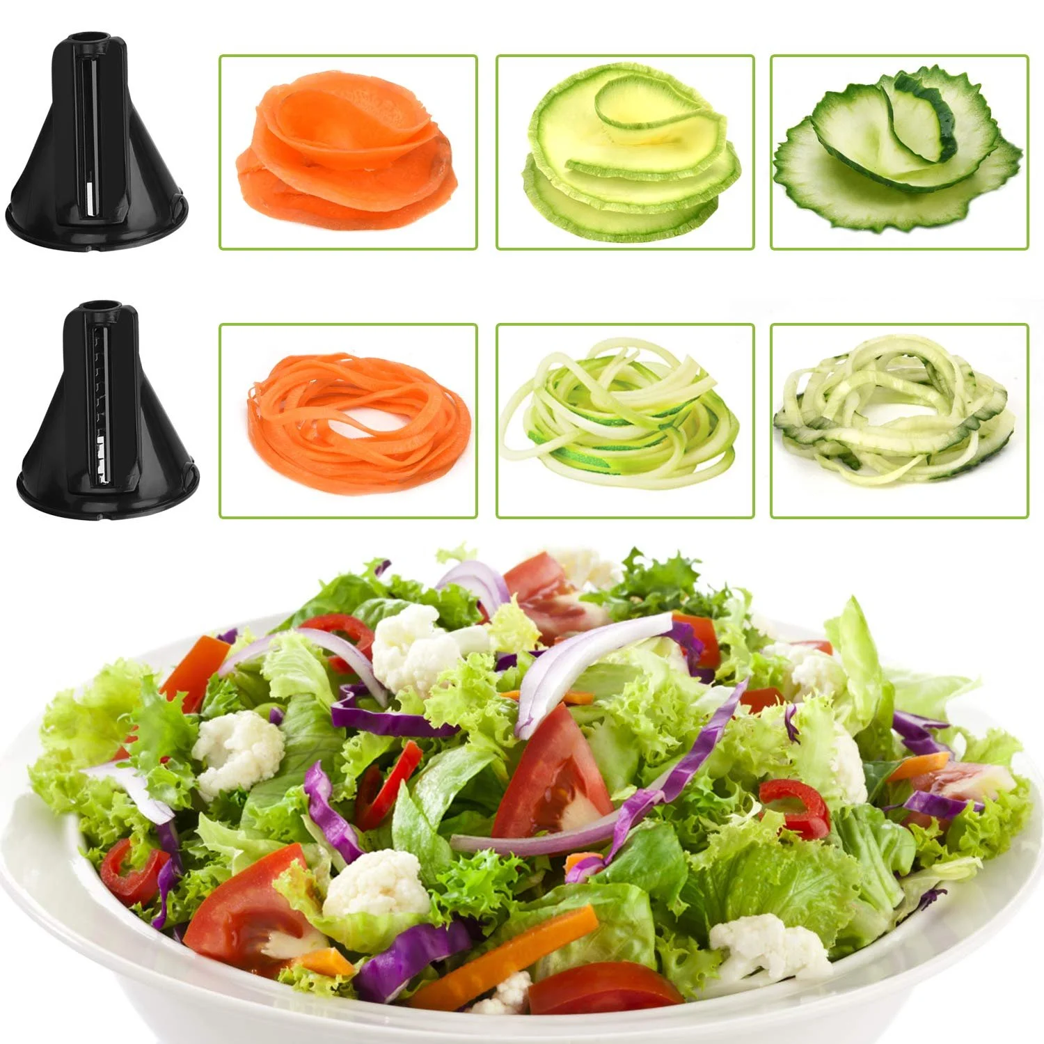 Спіральний овочеріз XREXS ручний для овочевих спагеті, 2 в 1, фото №7