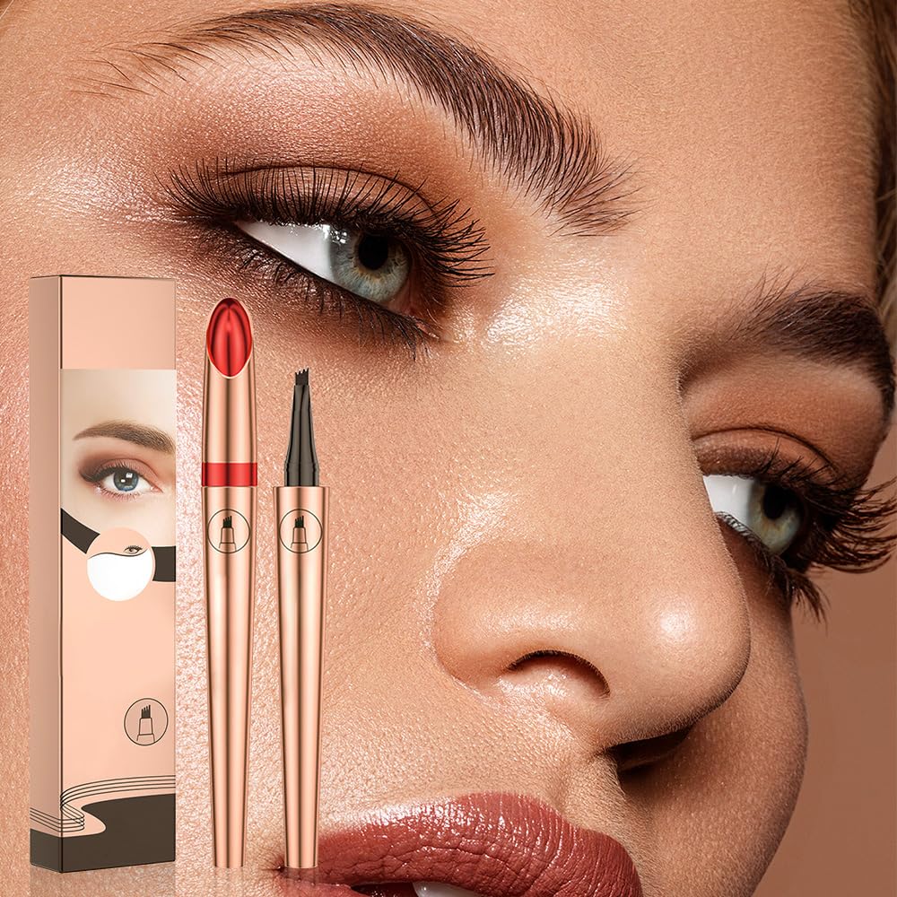 Карандаш для бровей 3D Waterproof Microblading 2 шт. 4 Fork Tips Tattoo Pen 3D Brow Pencil Micro Eyebrow Long-Lasting Waterproof (Коричневый), фото №6