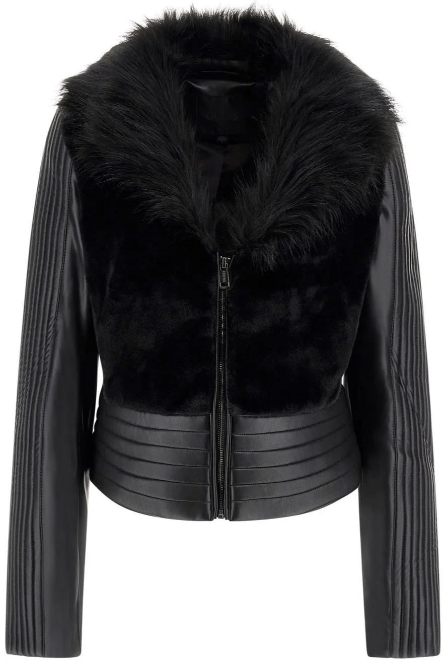 Женская куртка из экокожи и меха GUESS - Черная - S, фото №1 Женская куртка из экокожи и меха GUESS - Черная - S, фото №1