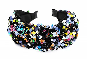 Обруч на голову широкая Axy с блестками и узлом HR34PA Разноцветная - Фото 1