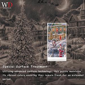 Пазл WISHDIAM Christmas Tree Snowman Christmas Eve Night Сложный 1000 деталей synthetic.ua - Фото 1