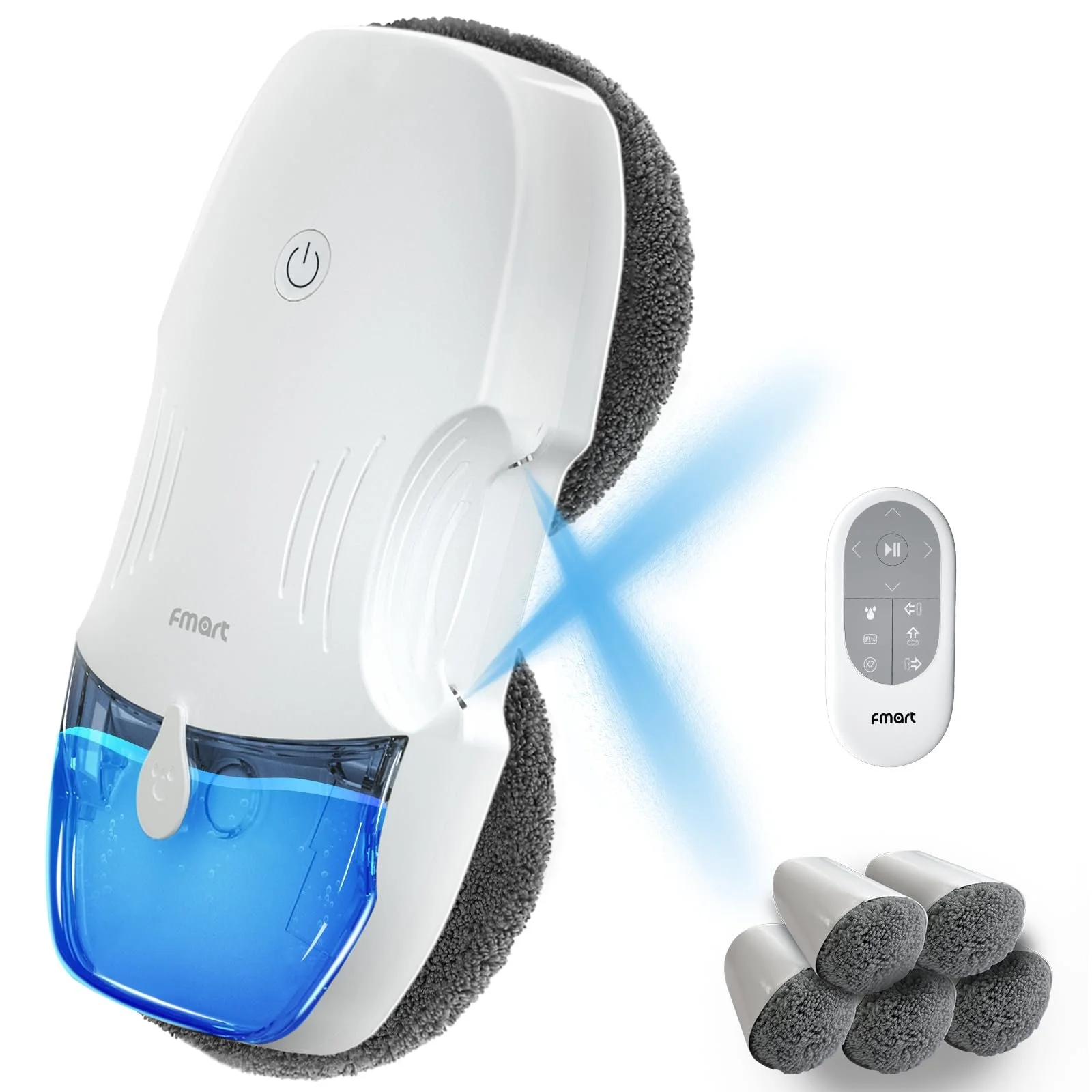 Робот для миття вікон Fmart T10 з автоматичною двосторонньою системою розпилення, потрійною системою безпеки, інтелектуальною навігацією, дистанційним керуванням, для всіх гладких поверхонь, з 10 серветками, фото №1 Робот для миття вікон Fmart T10 з автоматичною двосторонньою системою розпилення, потрійною системою безпеки, інтелектуальною навігацією, дистанційним керуванням, для всіх гладких поверхонь, з 10 серветками, фото №1