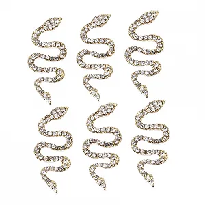 Набор украшений для ногтей (6 шт. в упаковке) Змеиный дизайн Стразы для ногтей Блестящий декор для ногтей своими руками Заклепки для ногтей Декор для маникюра Стразы для ногтей Подвески для ногтей Крест - Фото 1