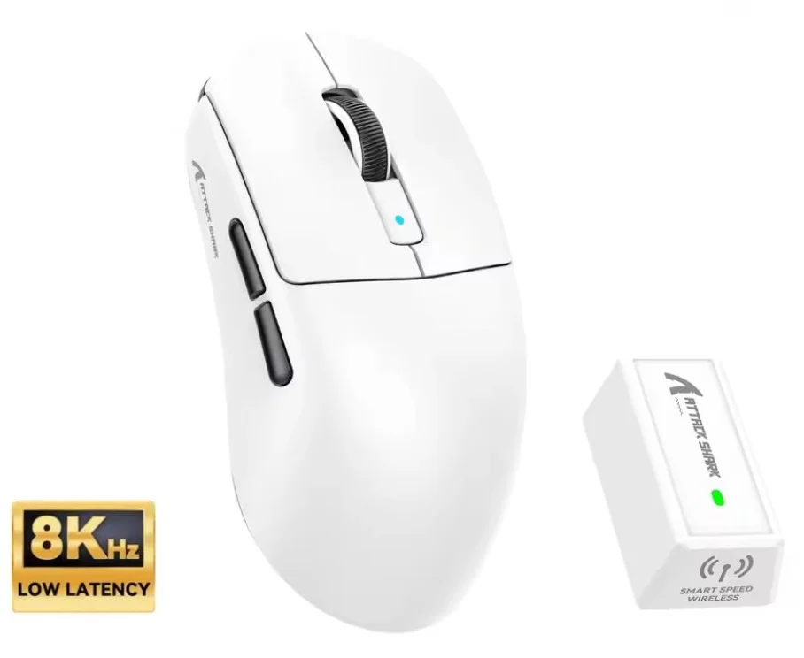 Ігрова мишка Attack Shark R6 White PAW3950MAX 42K DPI 8000Гц 750IPS 50G, фото №1