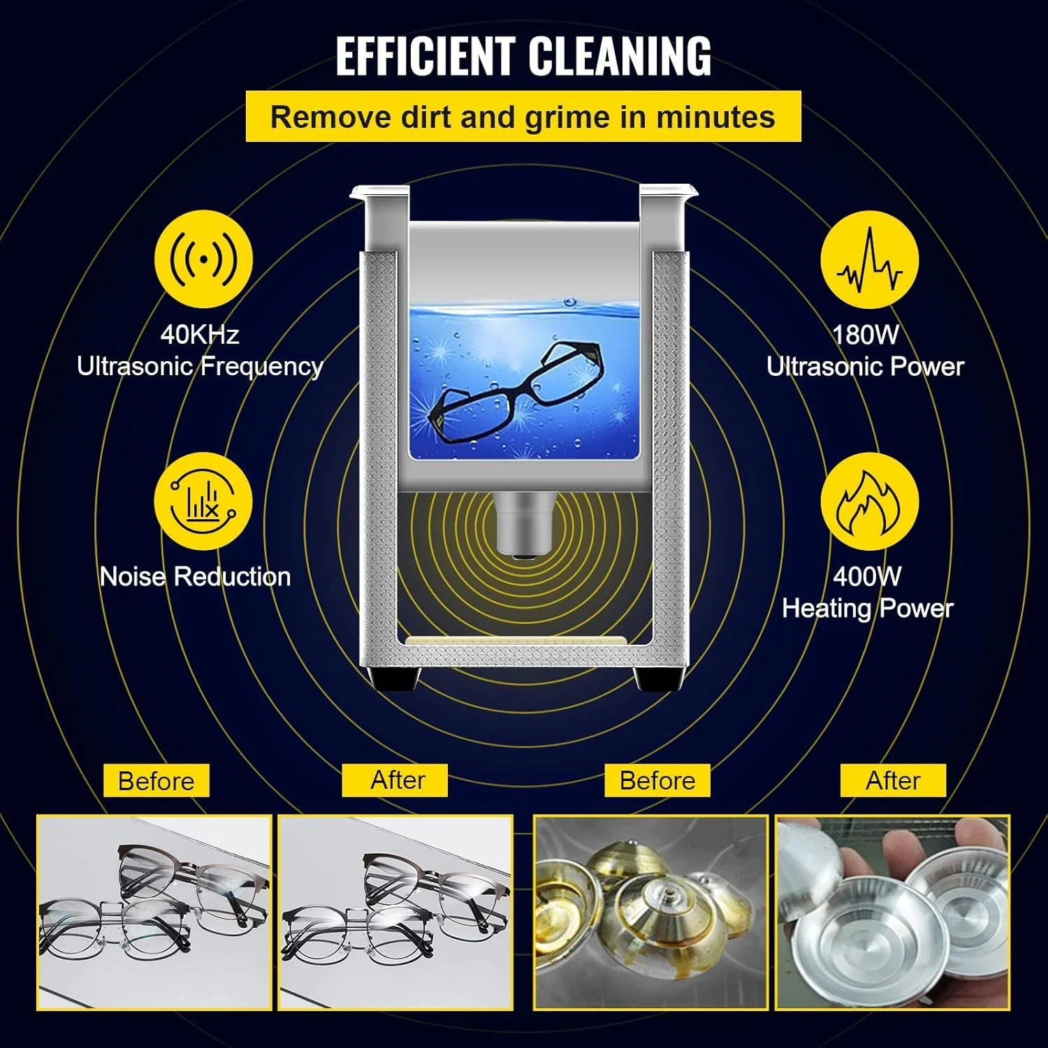 Ультразвуковий очисник VEVOR MH-031S Silver, фото №5