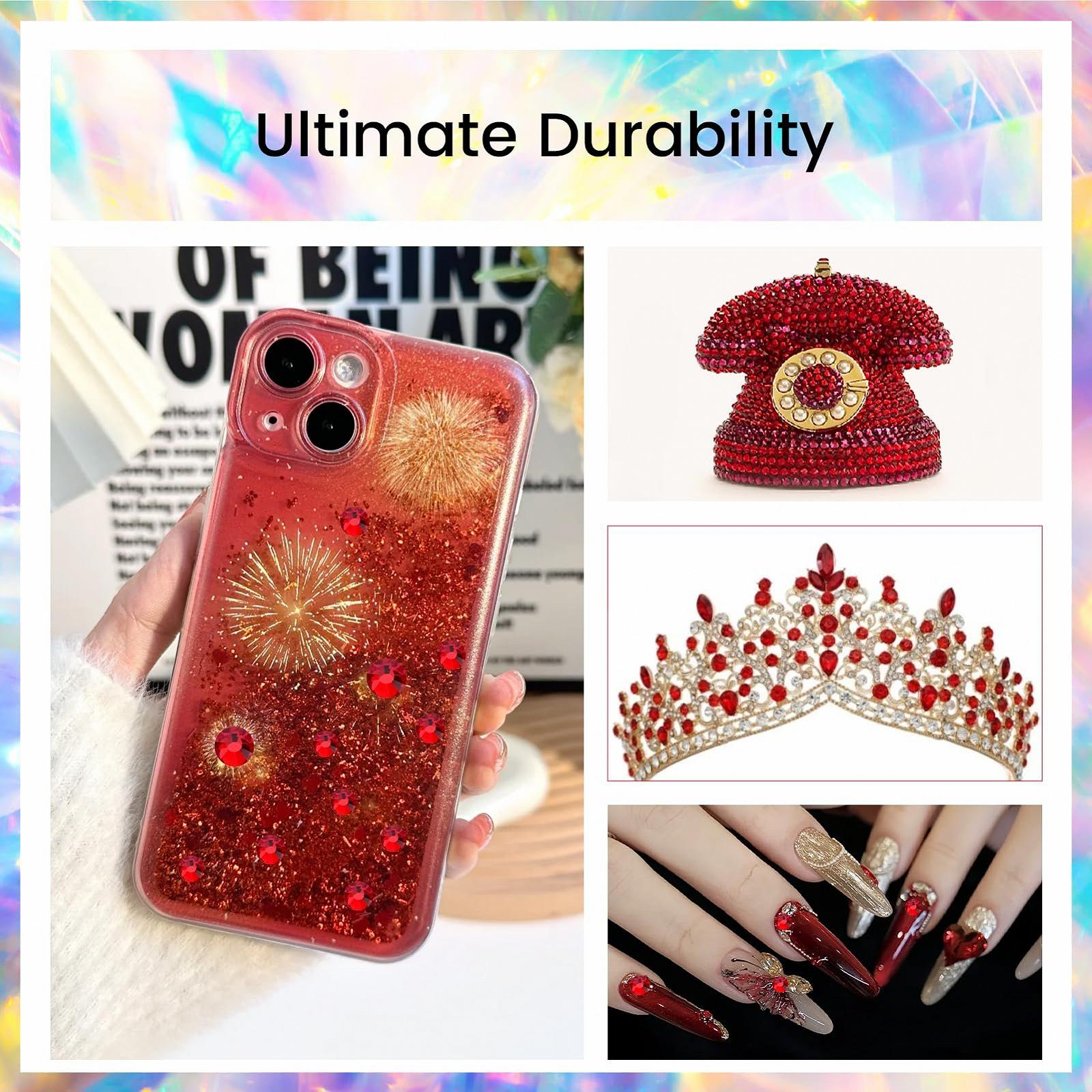 Стрази Novani Crystal, плоскі розсипні самоцвіти 1440 штук скляні для одягу взуття рукоділля макіяжу манікюру та DIY прикрас (SS12, світлий сіамський), фото №6