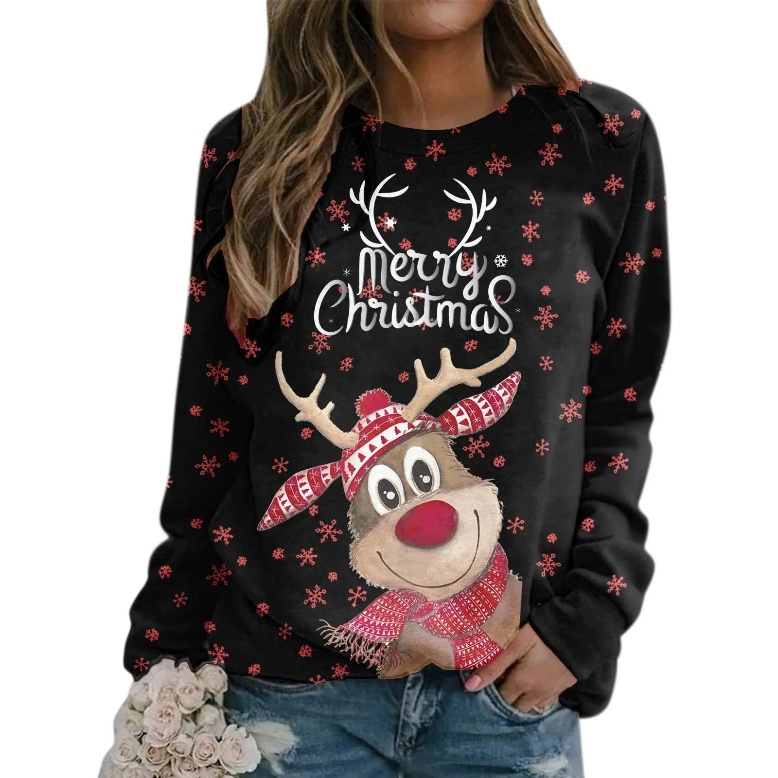 Хеллоуинский Пуловер Женский Свитшот с Длинными Рукавами, Круглым Вырезом, Принтом Паука, Смешные Повседневные Блузки, Осенне-Зимний Уличный Оверсайз Джемпер, фото №3