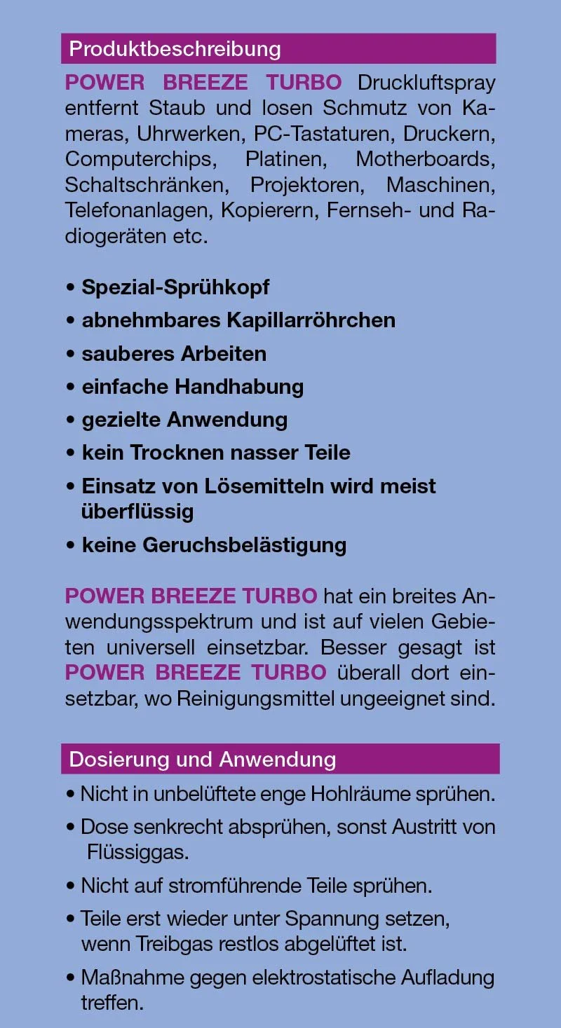 Спрей зі стисненим повітрям KABITEC Power Breeze Turbo 1 x 500 мл аерозоль, фото №3