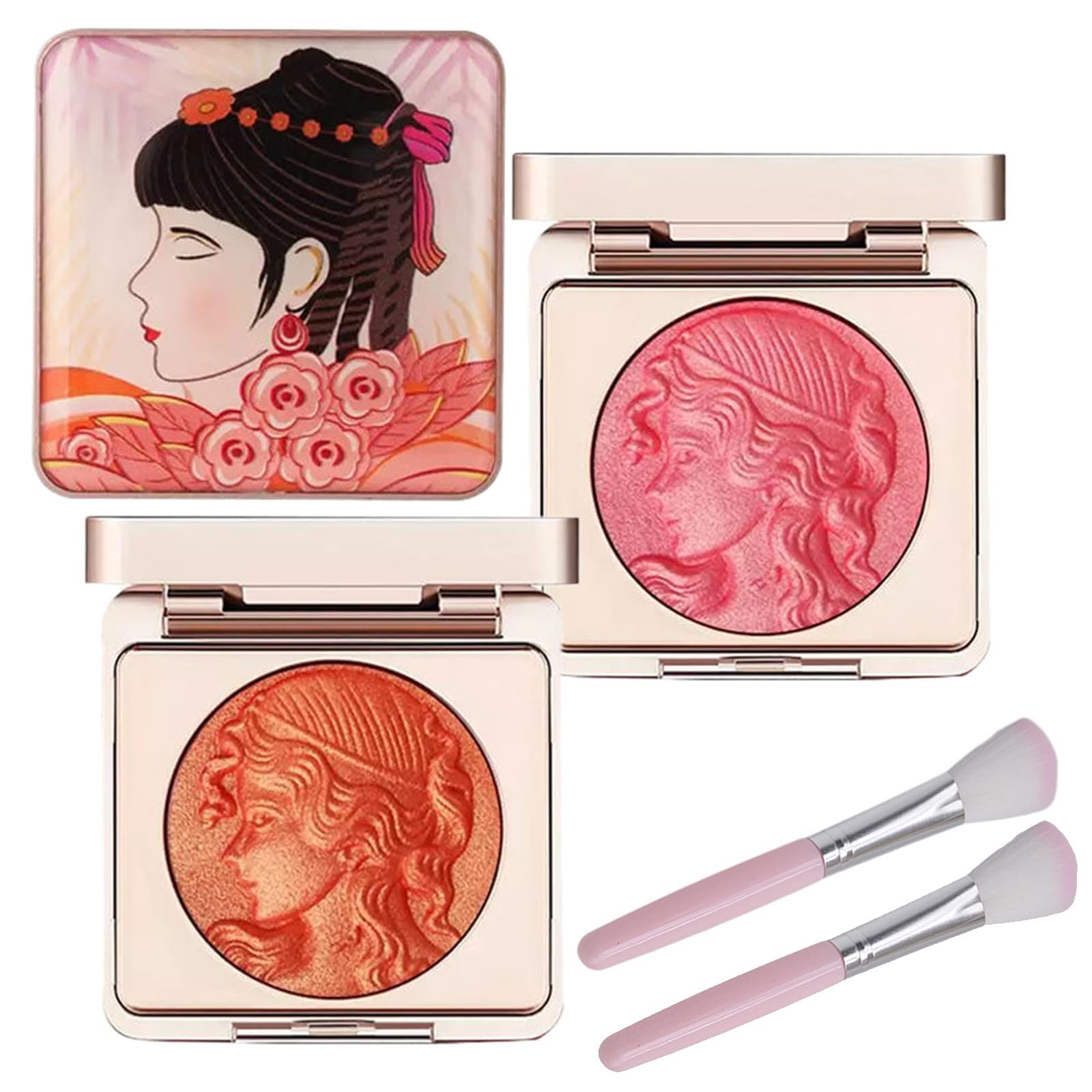 Палитра компактная LXCJZY Embossed Smooth Powder Blush розовый и оранжевый объем один размер, фото №1