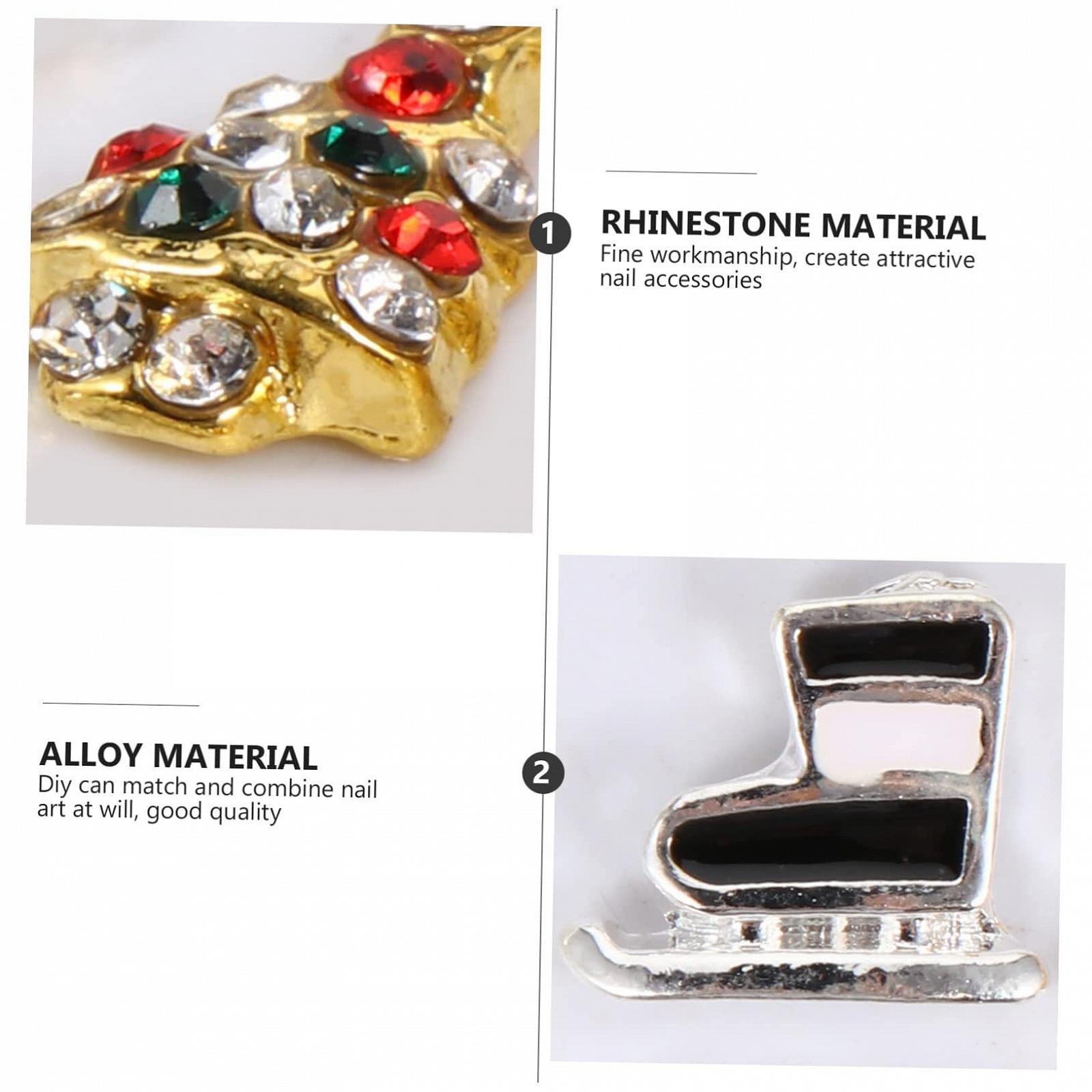 Ялинка, брендOOFAN, 6 коробок, сплав, різдвяні, 3D для дизайну нігтів, фото №5