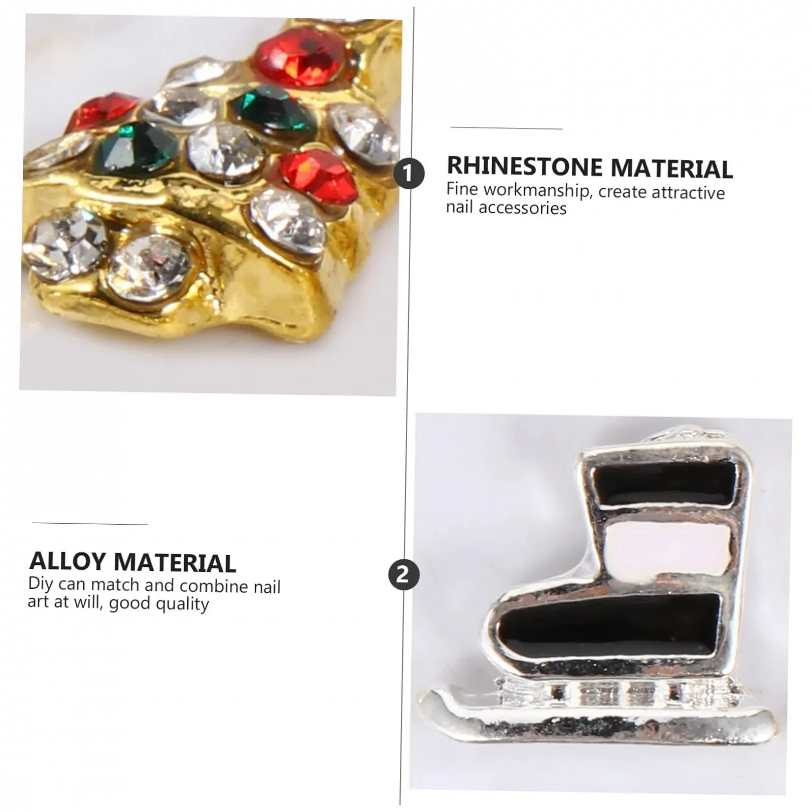 Украшения для ногтей Ёлка, бренд ABOOFAN, 6 коробок, сплав, рождественские, 3D, фото №5