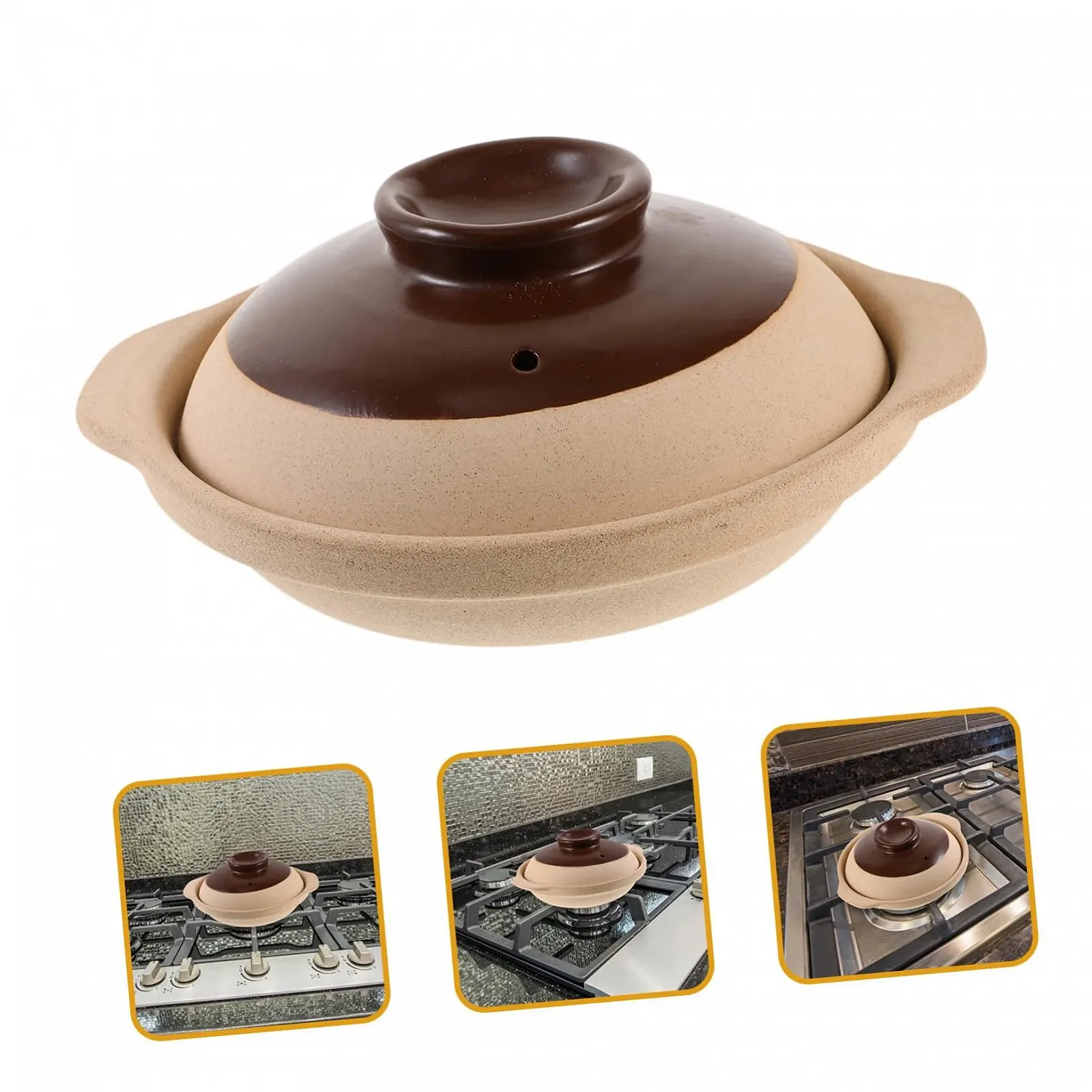 Каструля Sosoport керамічна з кришкою для газової плити подвійні ручки, фото №3