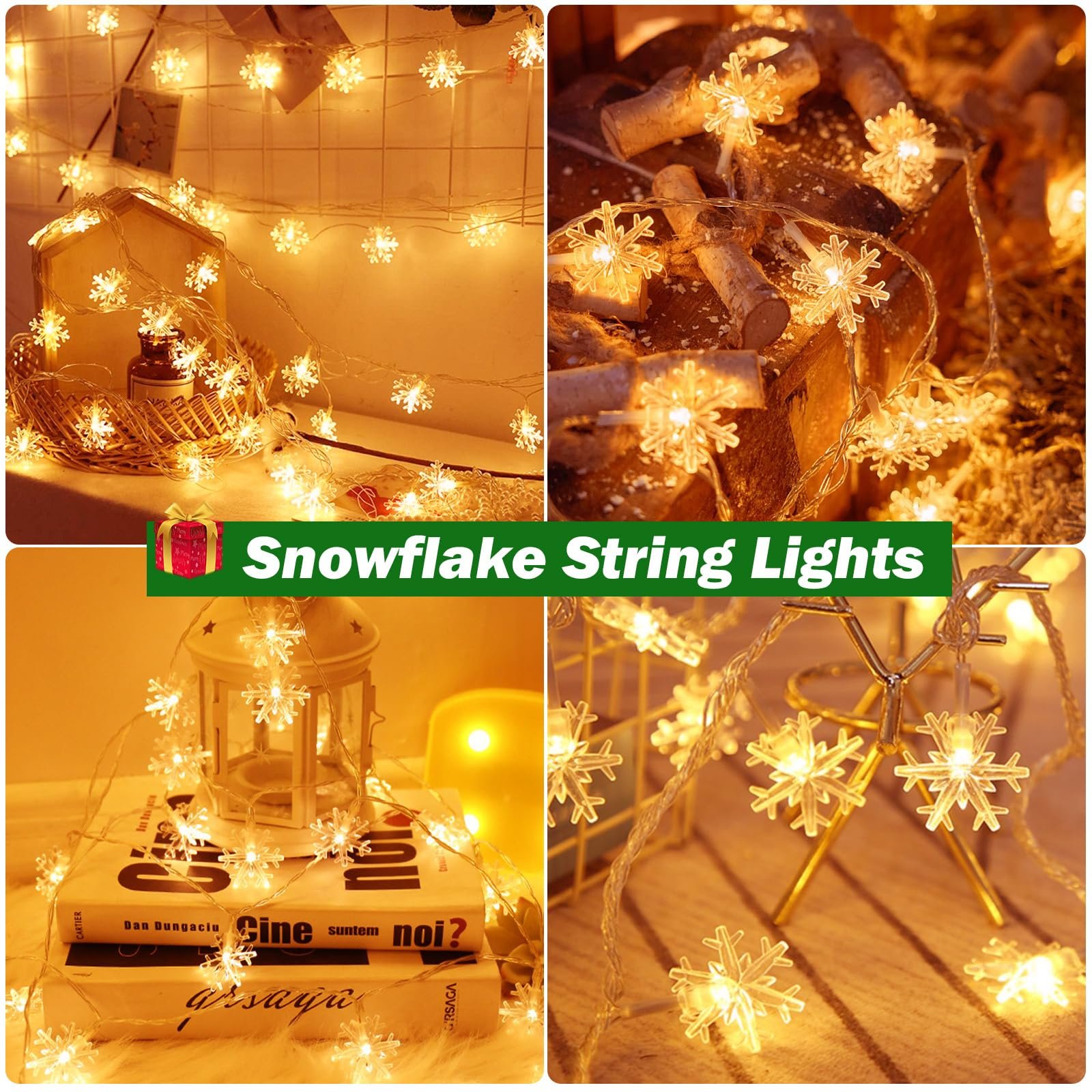 Гирлянда Cshare Snowflake 15 м 100 LED с вилкой Теплый белый, фото №7