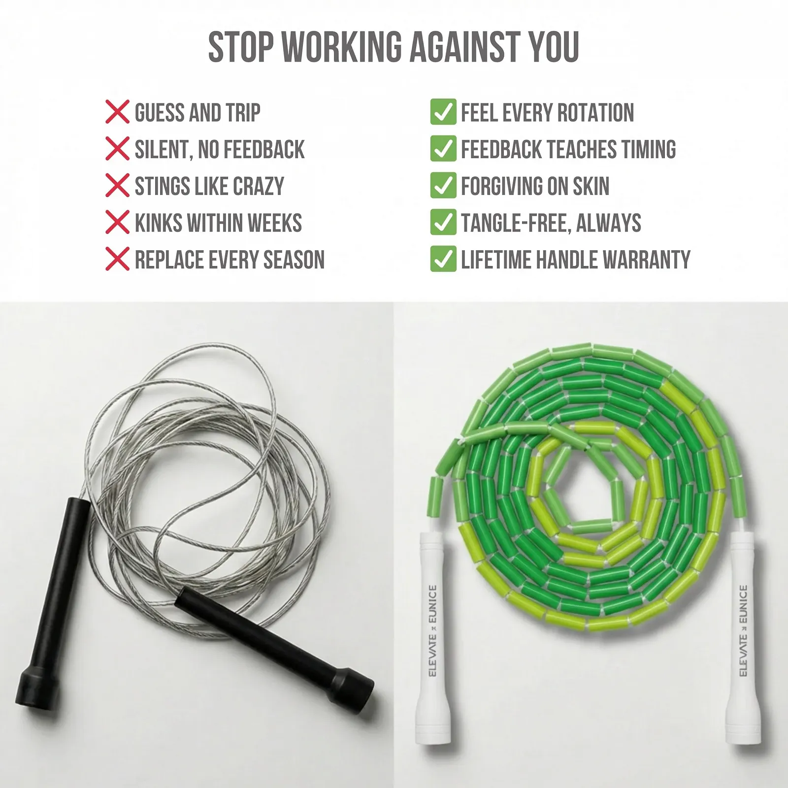 Скакалка з бісером Elevate Rope 3 м регульована без заплутування, фото №7