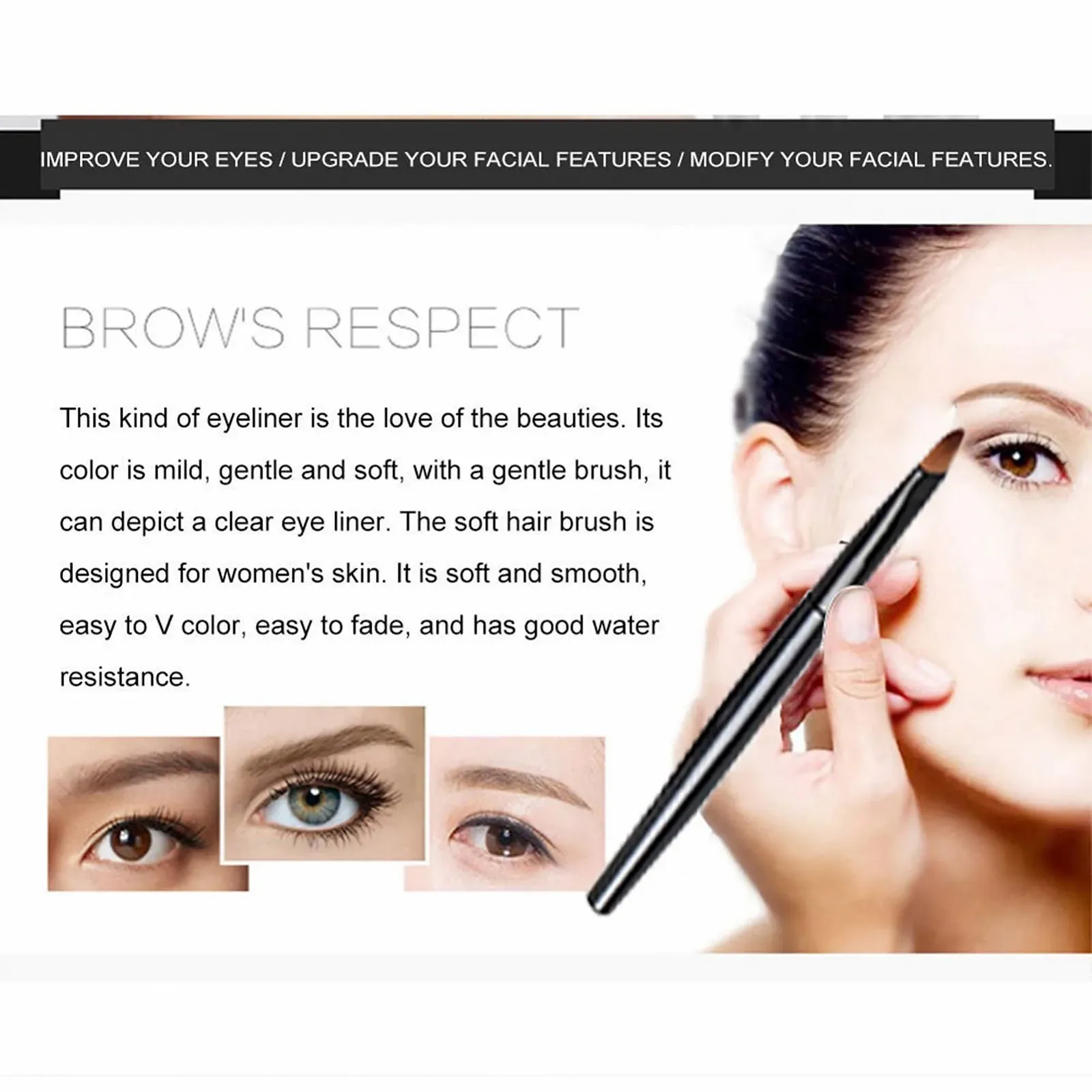 Гель-Подводка 2-в-1 Qurygin, стойкая, водостойкая, не смазывающаяся, с кистью, фото №4