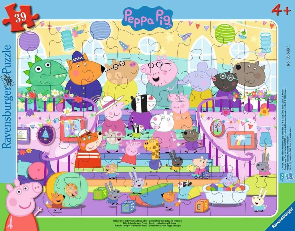 Пазл-рамка Ravensburger Children's Puzzle Peppa Pig 05699 Family Party with Peppa and Friends 39 деталей от 4 лет, фото №1 Пазл-рамка Ravensburger Children's Puzzle Peppa Pig 05699 Family Party with Peppa and Friends 39 деталей от 4 лет, фото №1