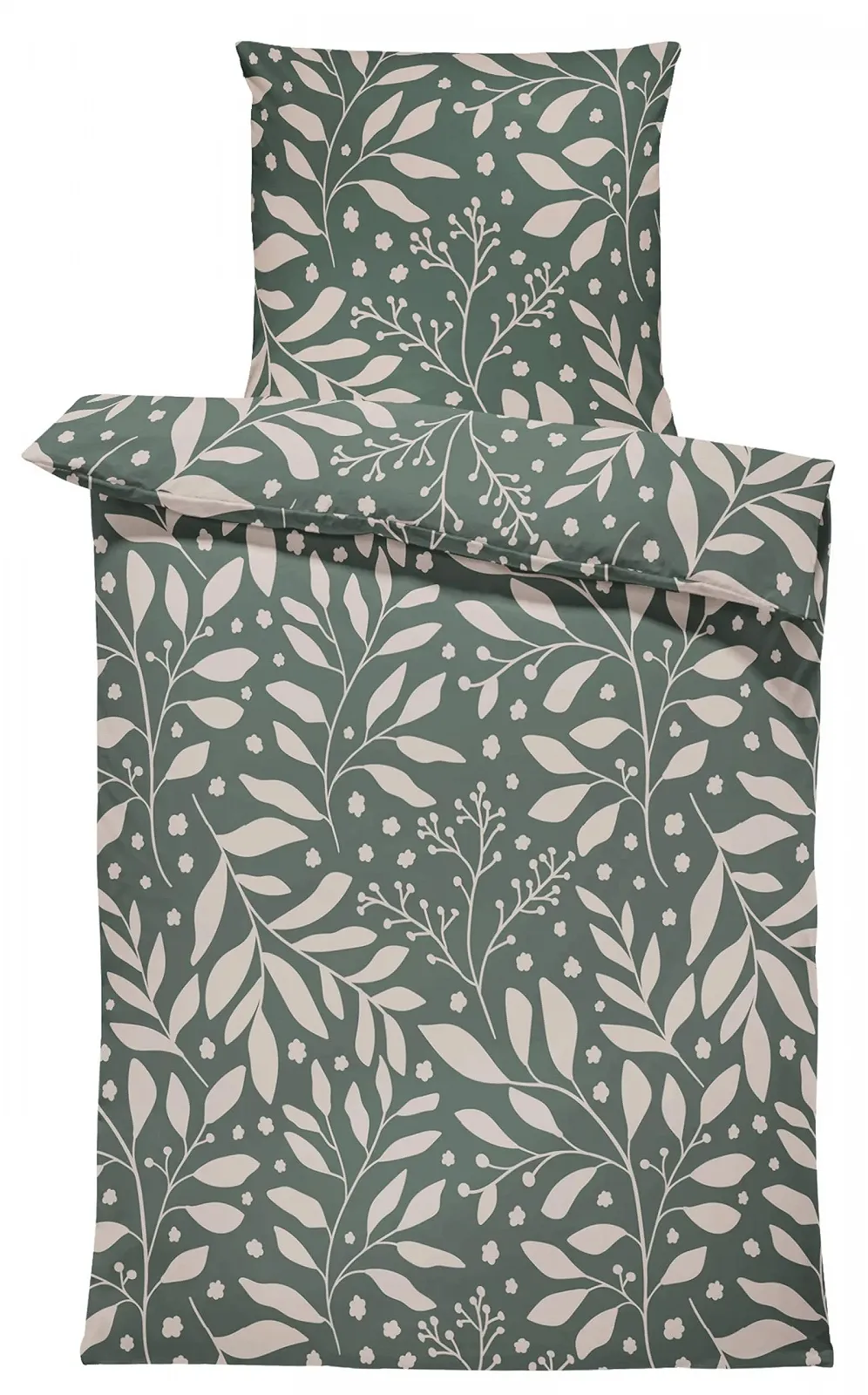 Постільна білизна one-home Jersey бавовняні підковдри на блискавці 135 x 200 см Листяно-зелена, фото №1