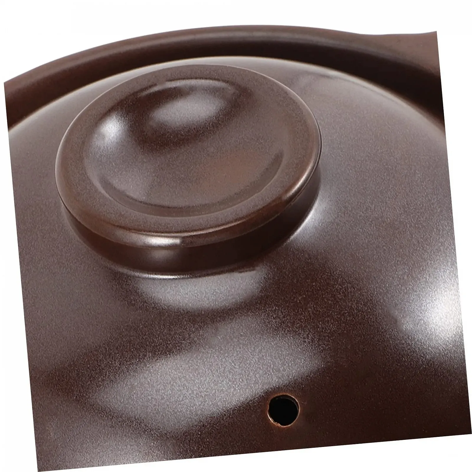 Глиняный горшок с крышкой антипригарный коричневый, фото №4