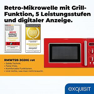 Мікрохвильова піч Exquisit Retro RMW720-3GDIG 700 W гриль 1000 W 20 L Червона synthetic.ua - Фото 1