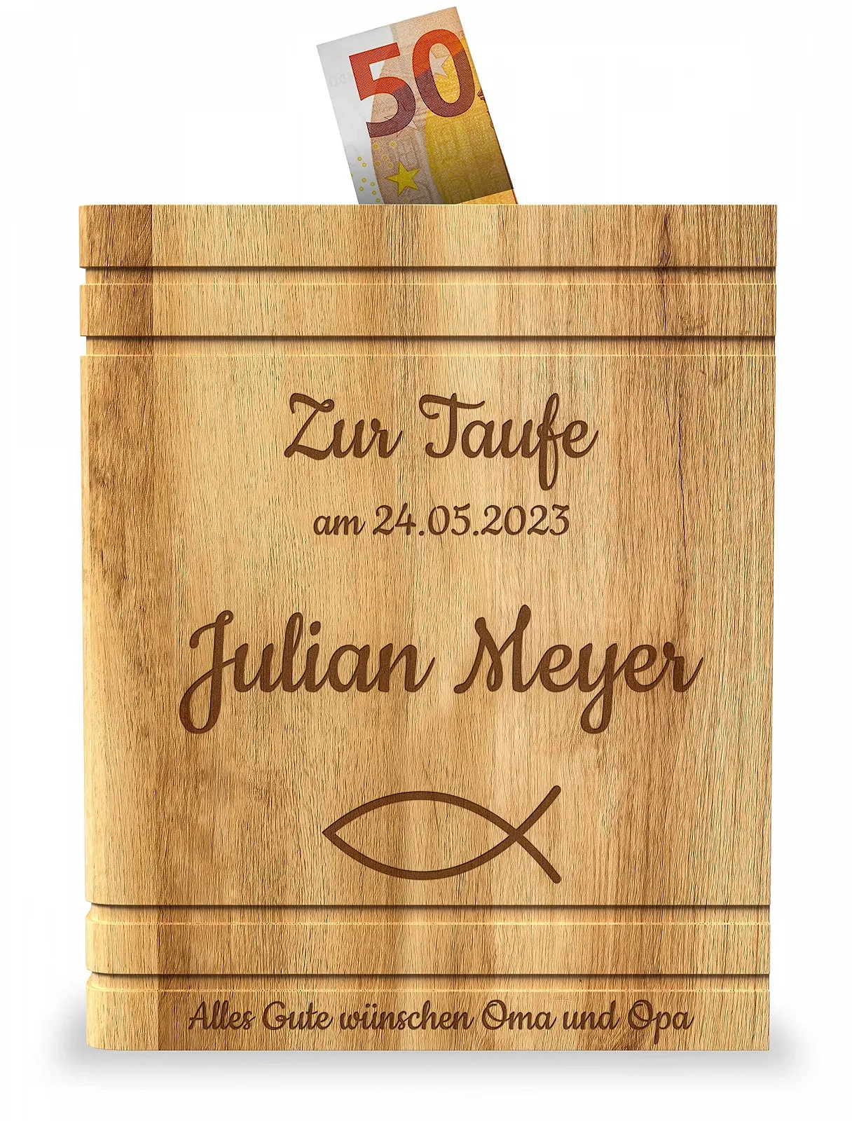 Скарбничка Geschenkfreude дерев'яна у формі книги з гравіюванням, фото №1