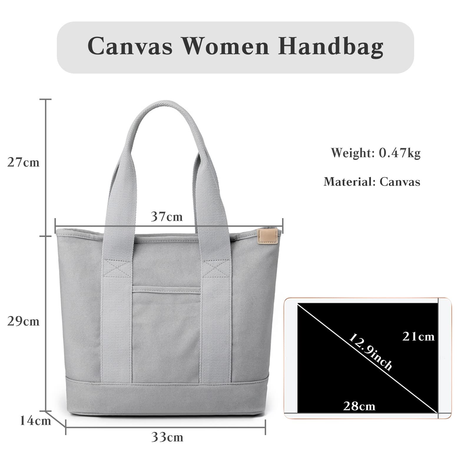 Сумка-тоут CORIOS Полотняна Жіноча Велика Містка Сумка через Плече Багатофункціональна Сіра, фото №3